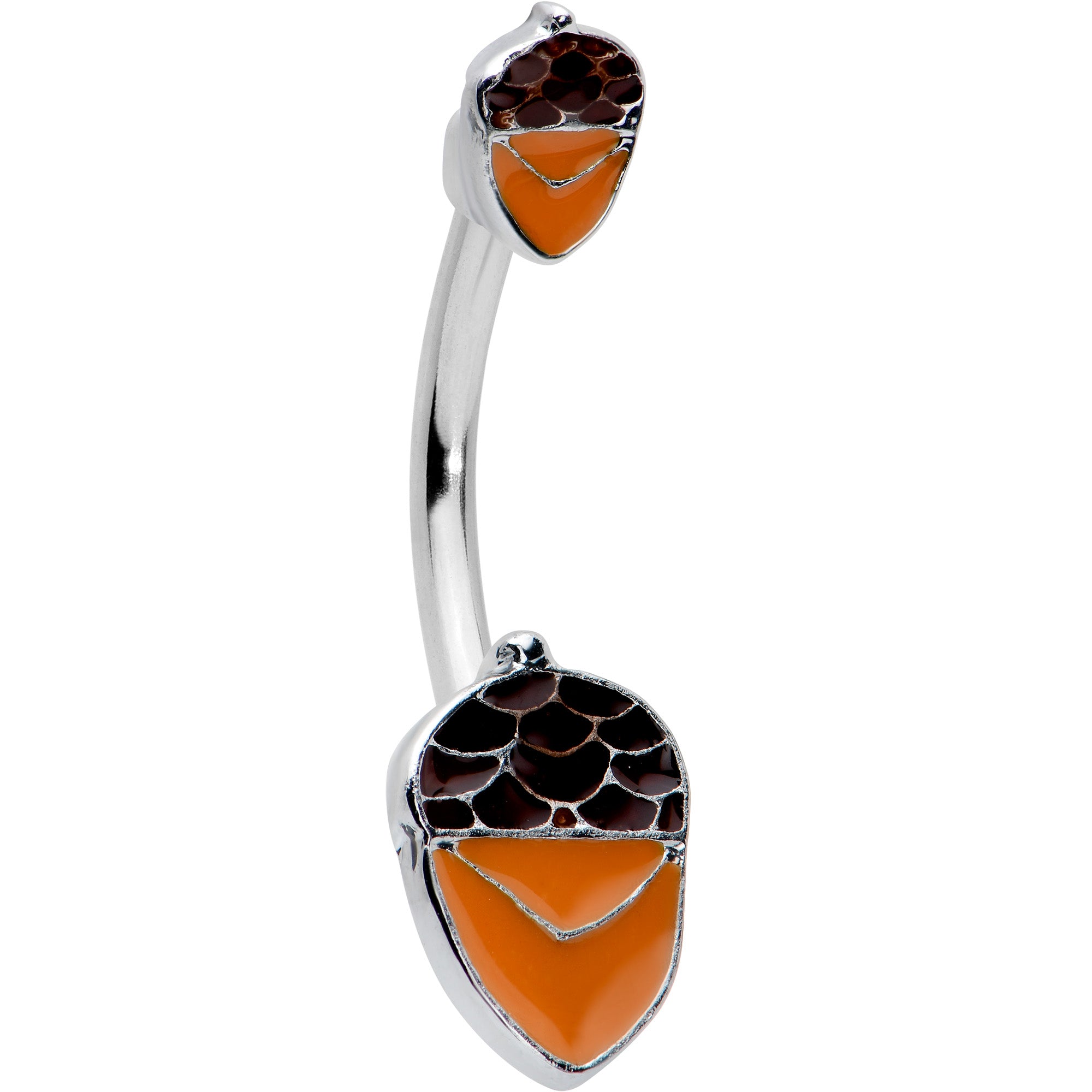 Autumn Acorn Brown Orange Fall Double Mount Belly Ring
