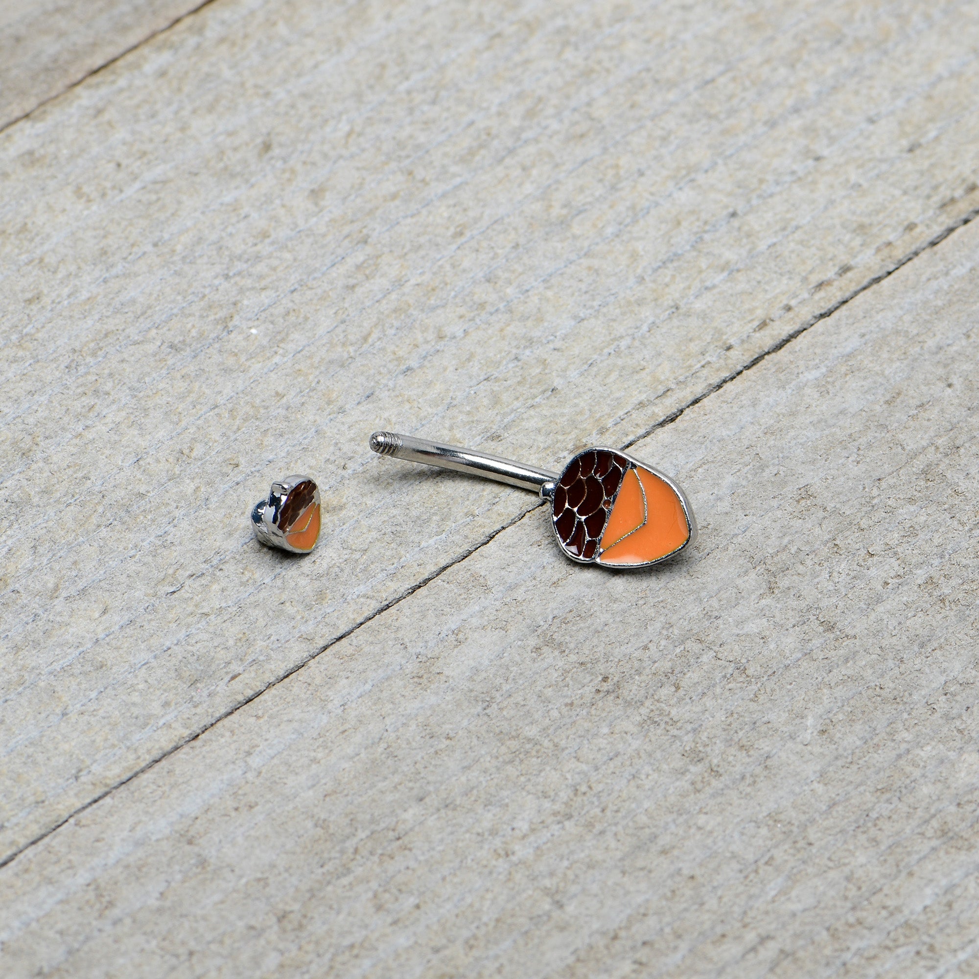 Autumn Acorn Brown Orange Fall Double Mount Belly Ring