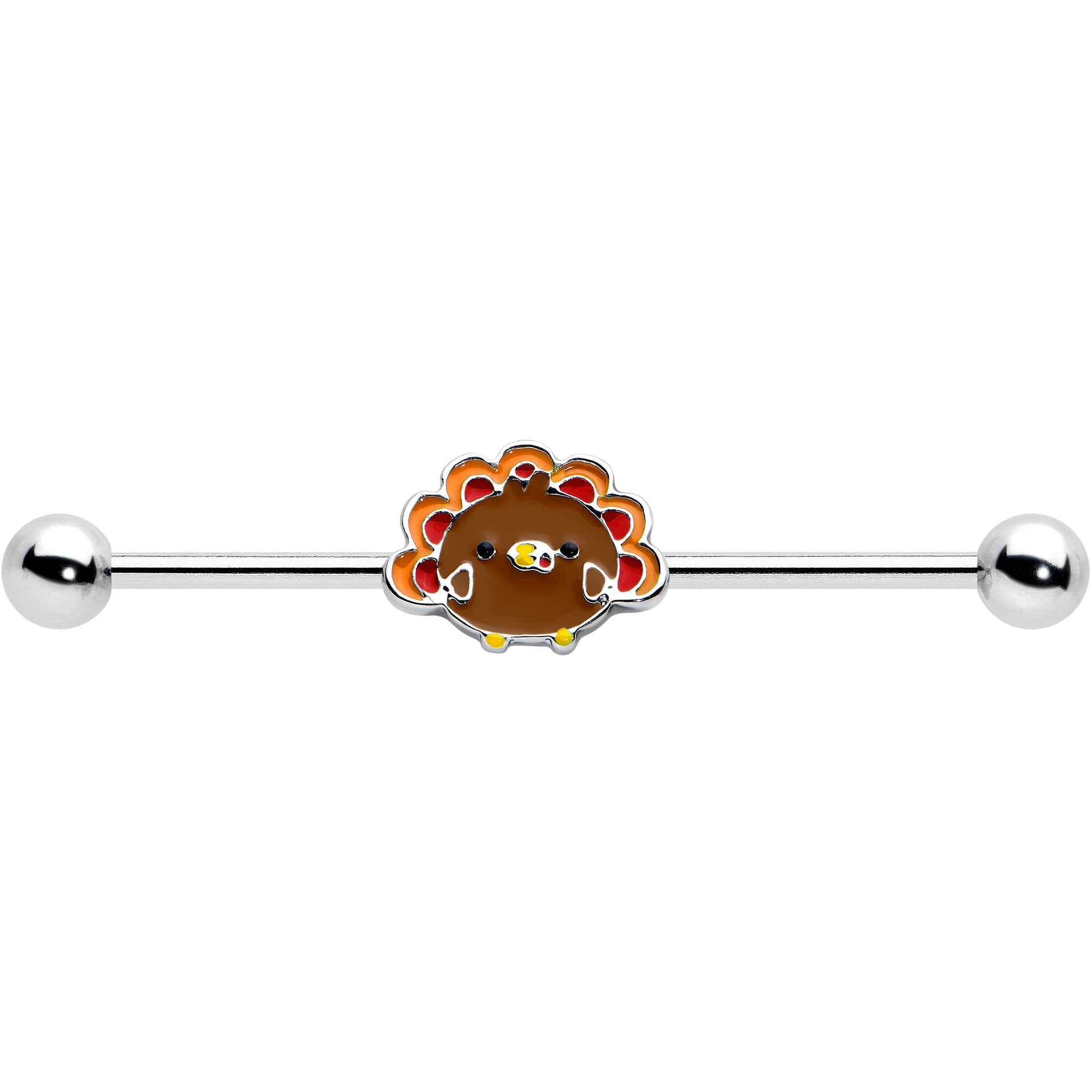 14G Cute Colorful Turkey Thanksgiving Industrial Barbell 38mm