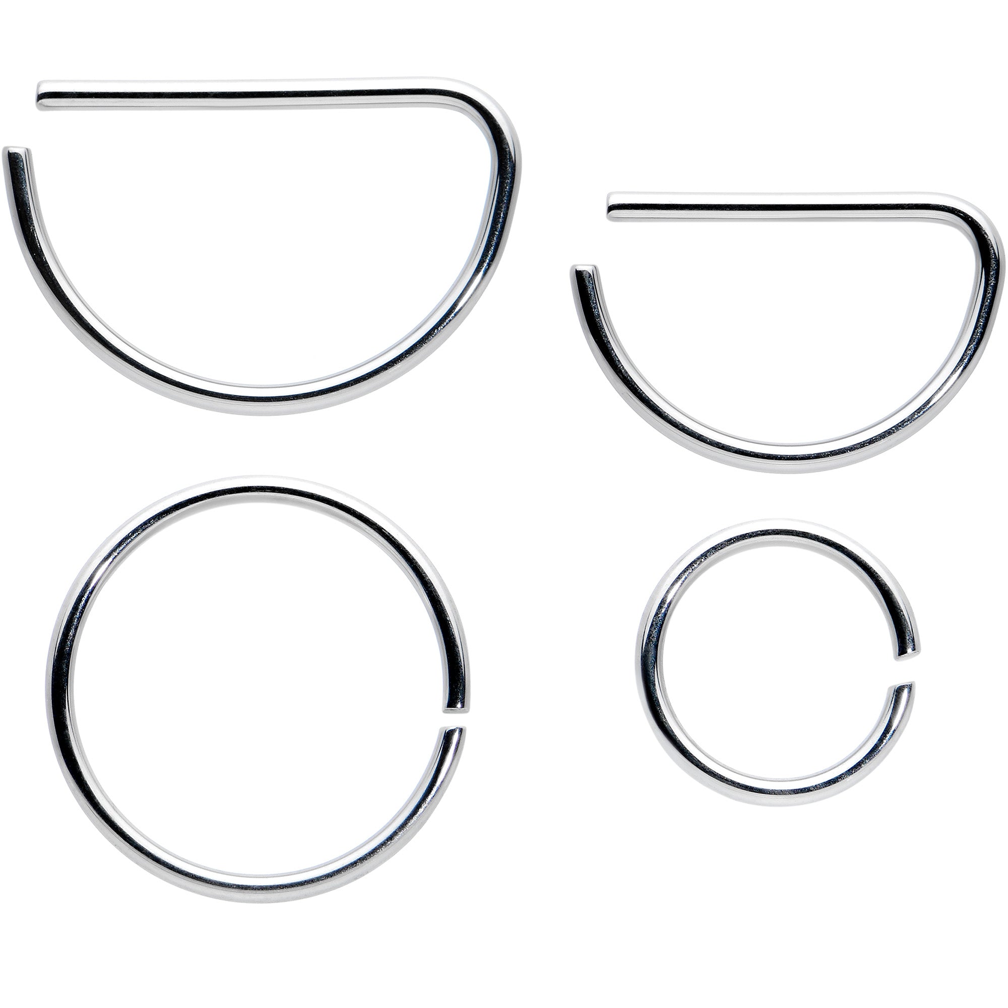 20G 12 Pack ASTM F-136 Implant Grade Titanium Nose Hoop D Shaped Septum Ring and Cartilage Ear Hoop Earring Set