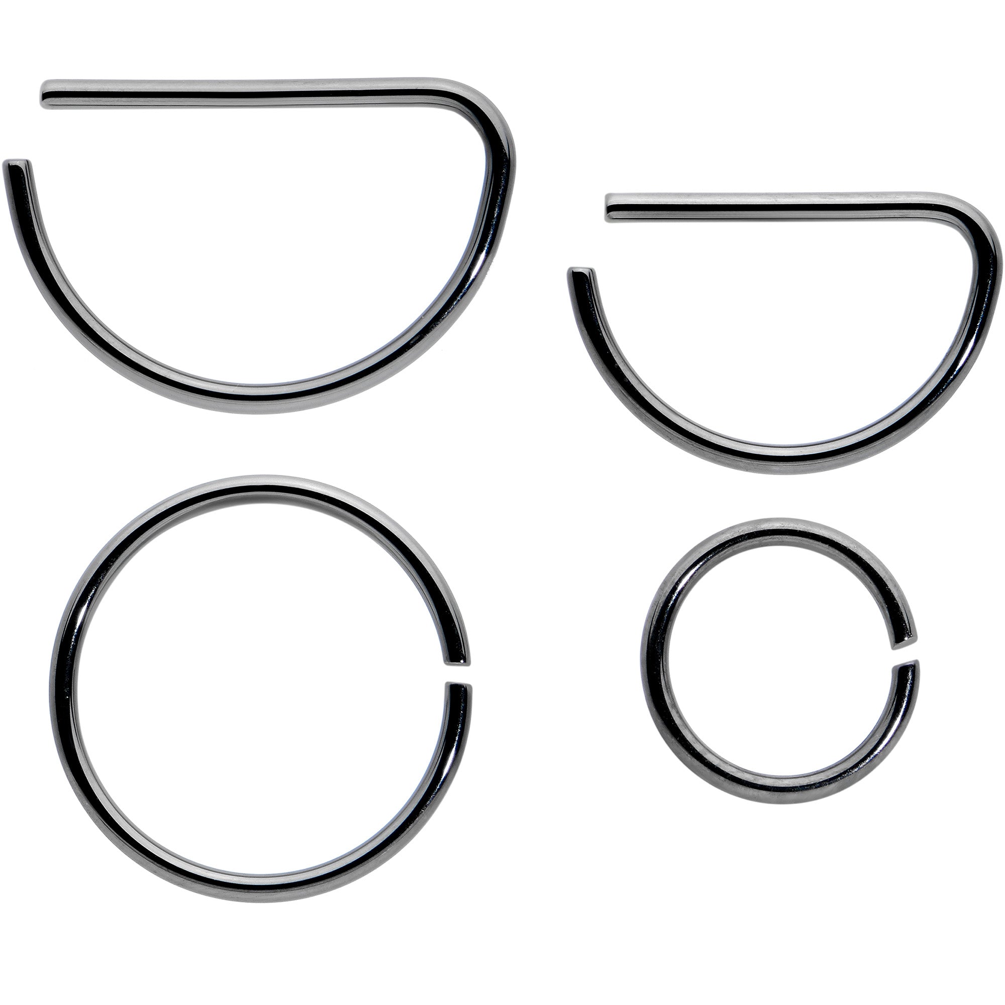 20G 12 Pack ASTM F-136 Implant Grade Titanium Nose Hoop D Shaped Septum Ring and Cartilage Ear Hoop Earring Set