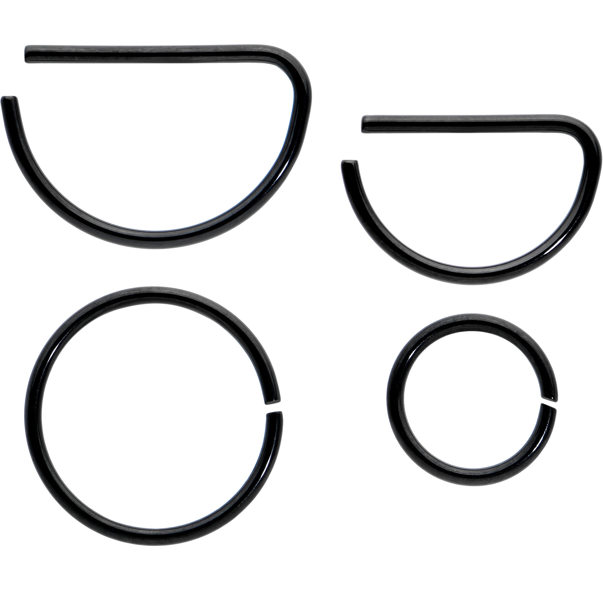 20G 12 Pack ASTM F-136 Implant Grade Titanium Nose Hoop D Shaped Septum Ring and Cartilage Ear Hoop Earring Set