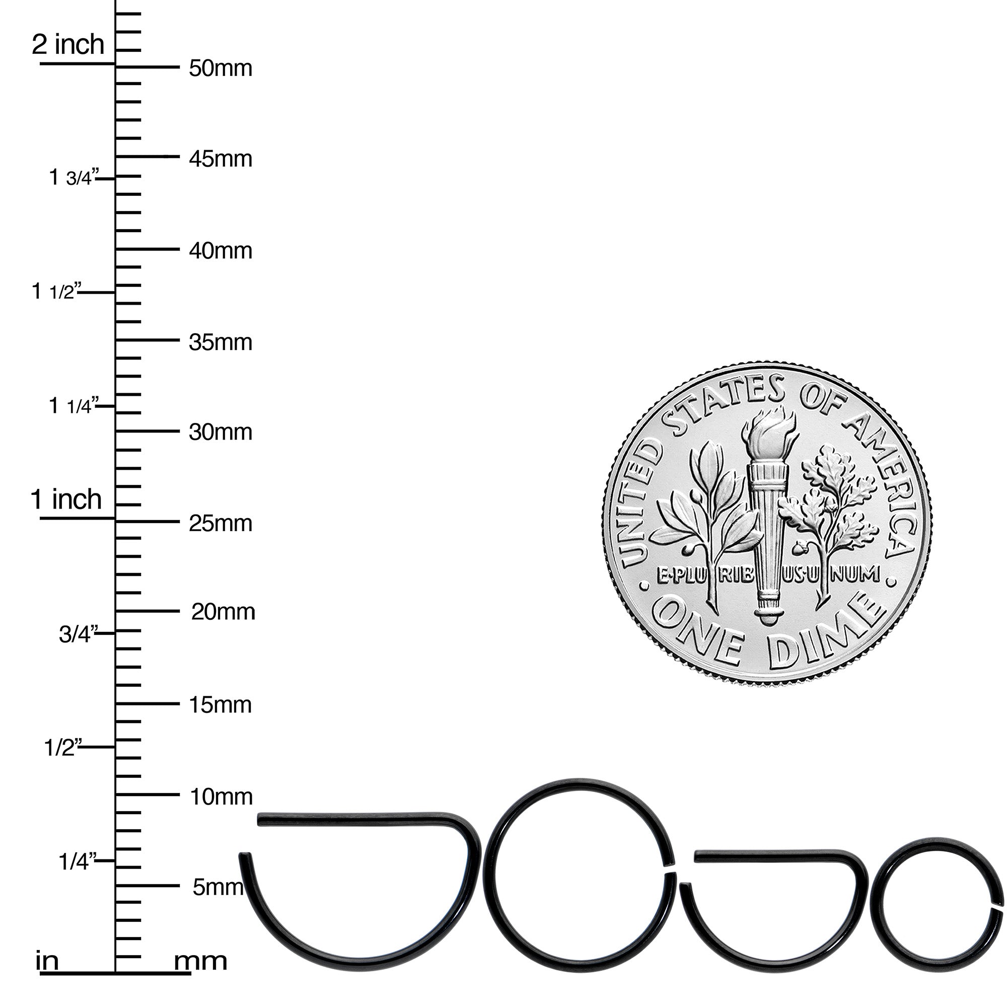 20G 12 Pack ASTM F-136 Implant Grade Titanium Nose Hoop D Shaped Septum Ring and Cartilage Ear Hoop Earring Set