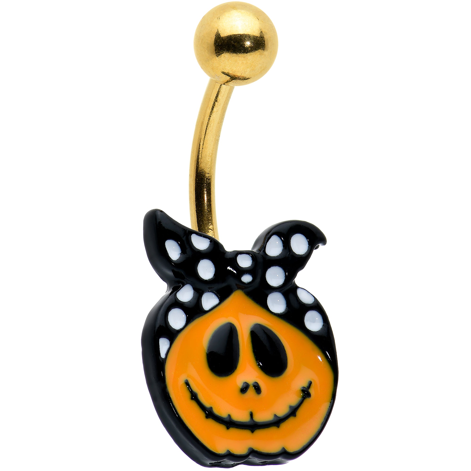 Gold Tone Halloween Country Pumpkin Glow in Dark Belly Ring Set of 3