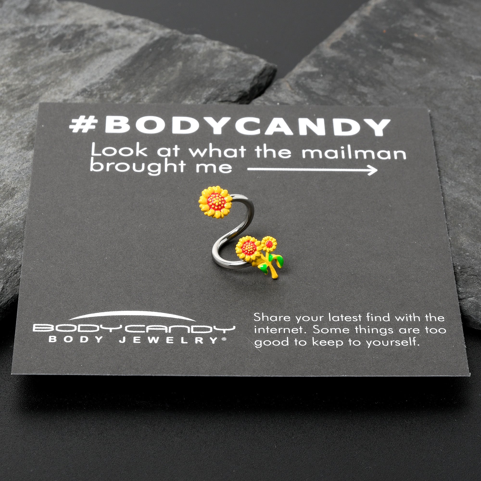 Happy Sunflower Trio Spiral Twister Belly Ring