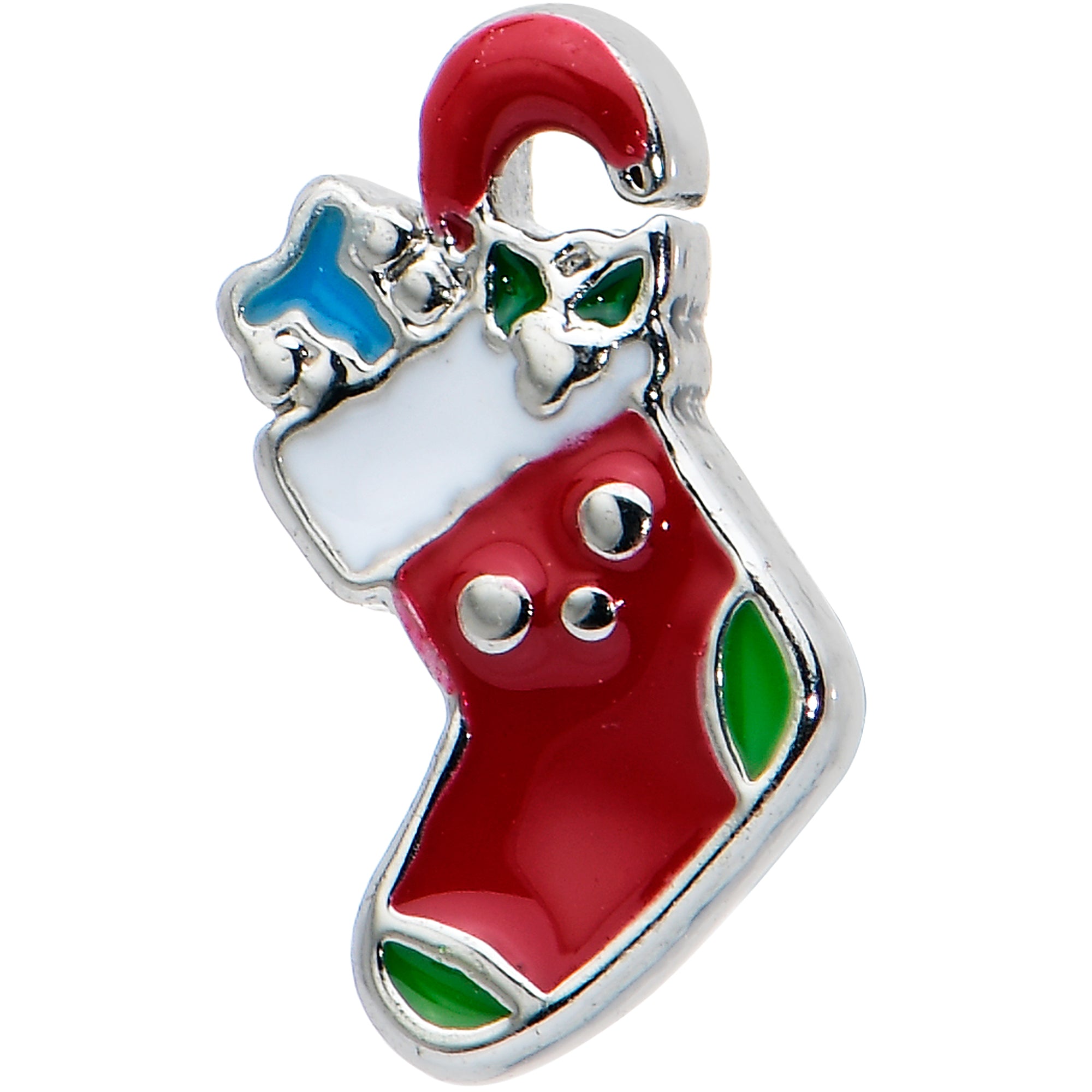 16 Gauge 5/16 Happy Christmas Stocking Red Green Labret Monroe Tragus