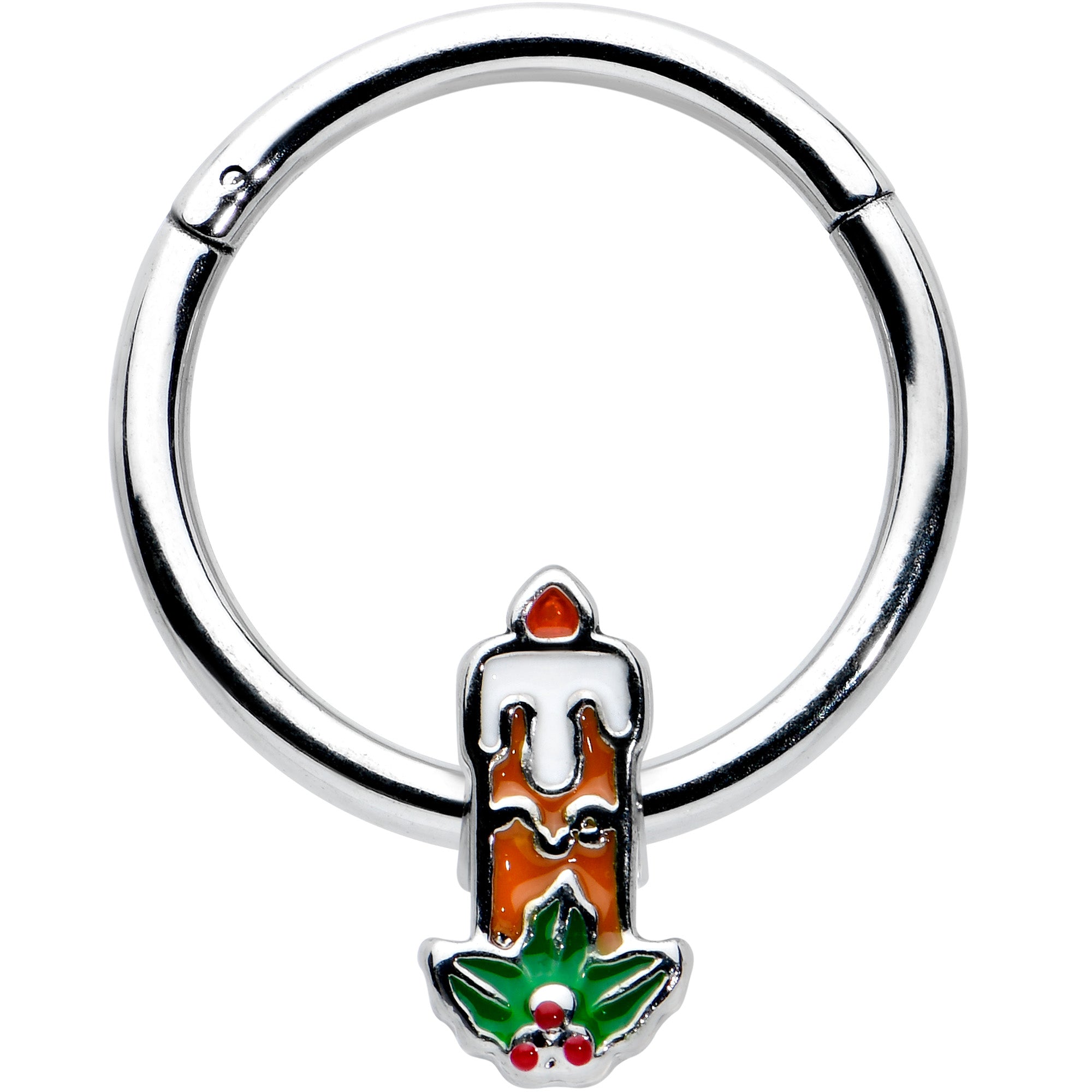 16G 3/8 Sweet Holiday Candle Christmas Hinged Segment Ring