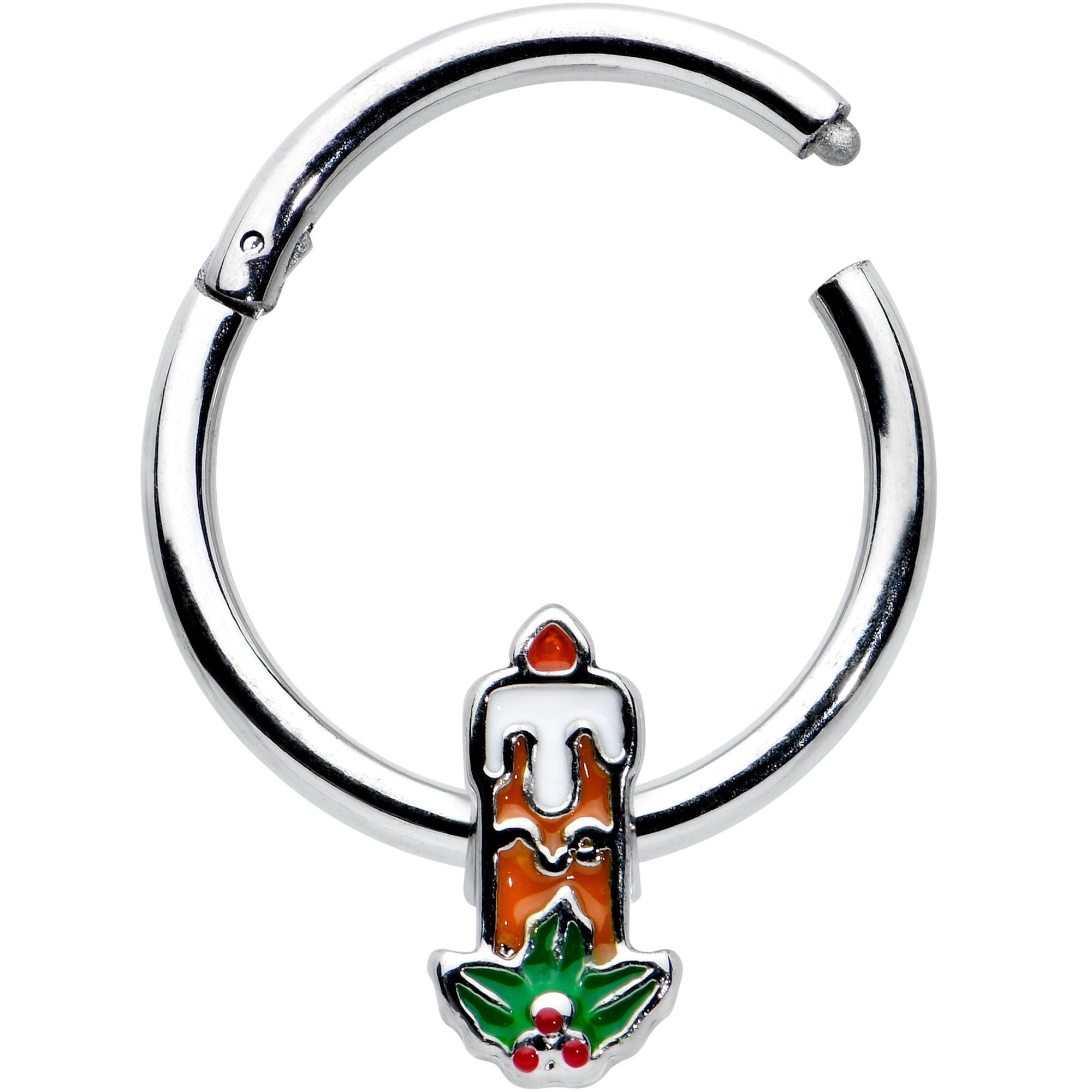 16G 3/8 Sweet Holiday Candle Christmas Hinged Segment Ring