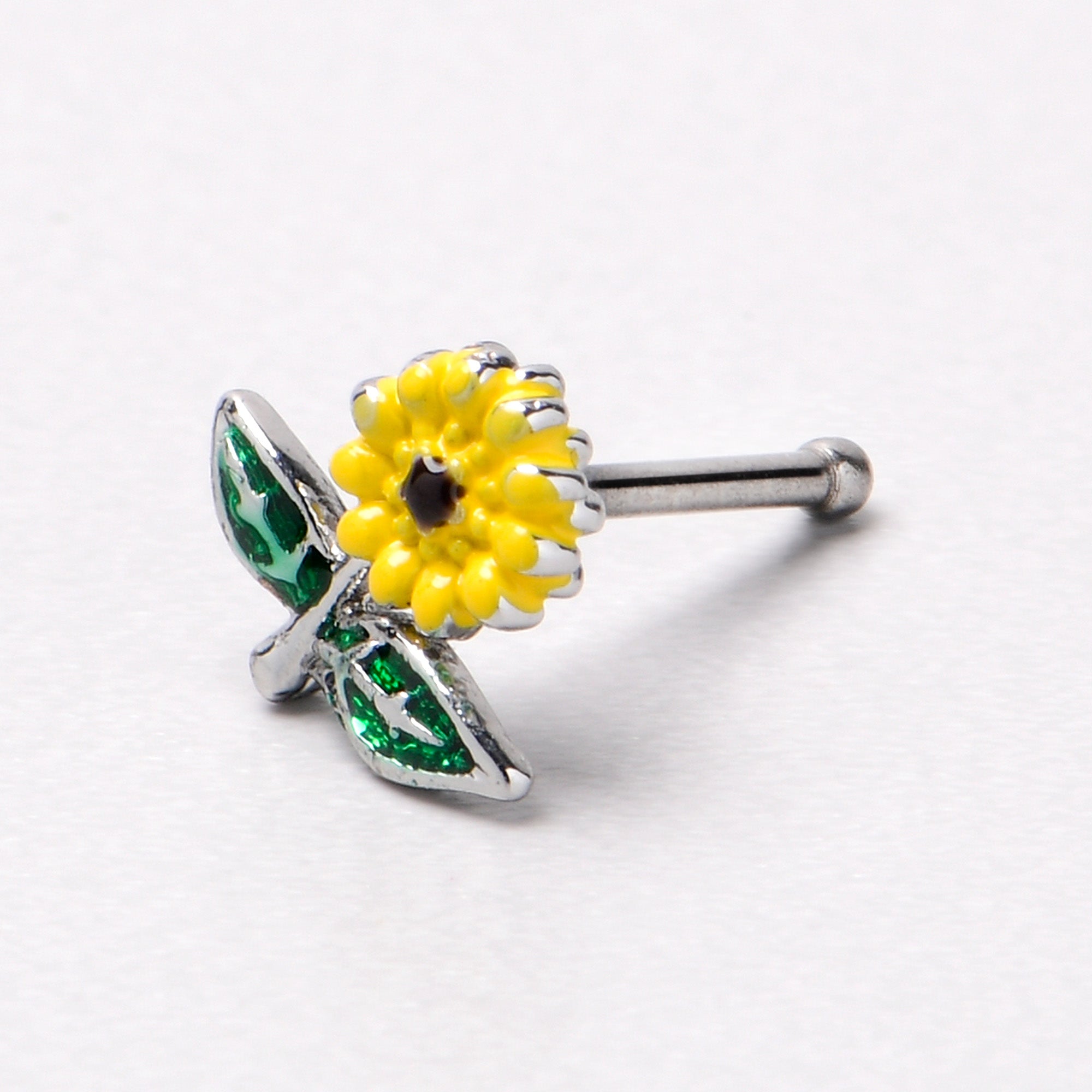 20G 1/4 Cheery Inlay Sunflower Nose Bone