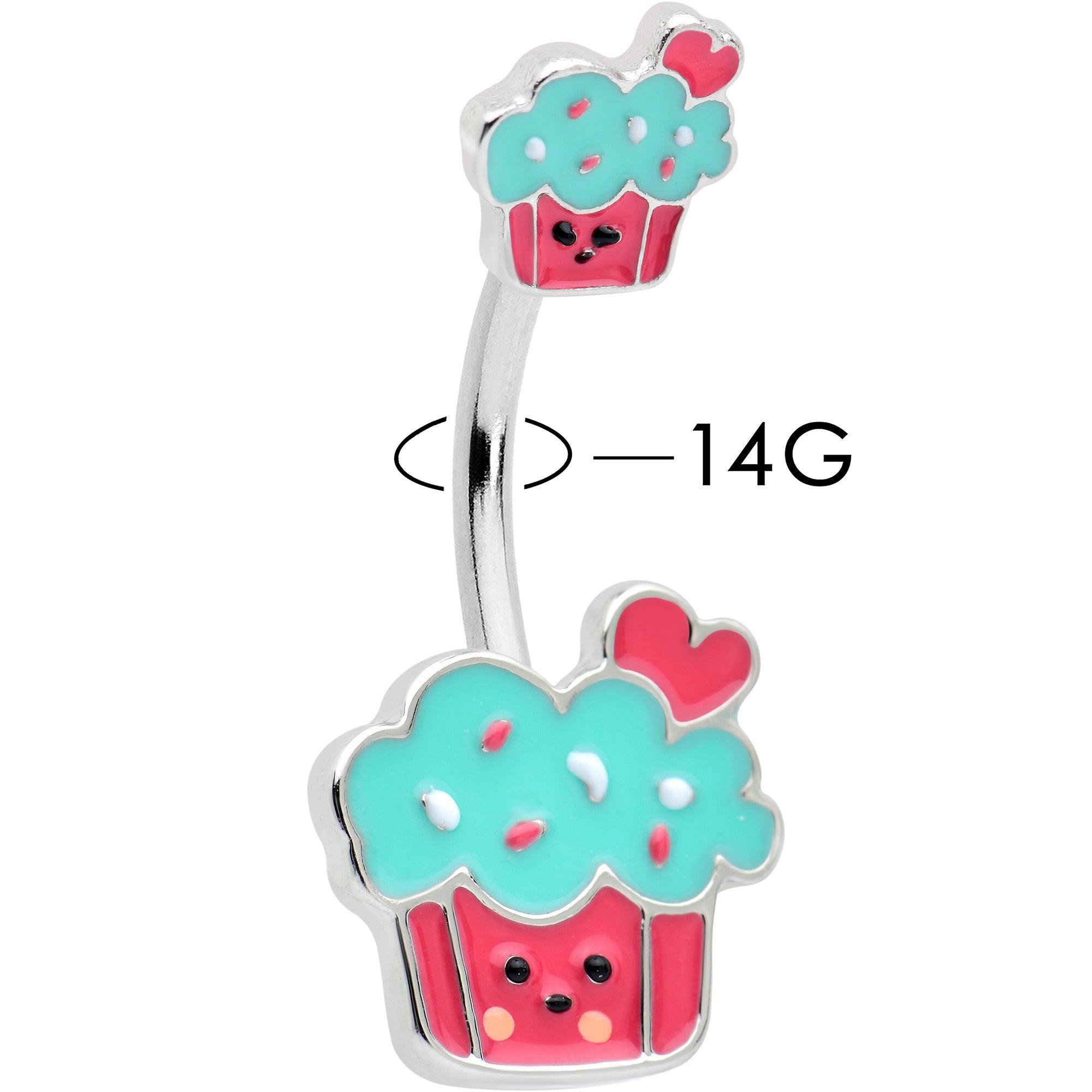 Sydney Belle Girlfriend Collection Sweet Happy Cupcake Pink Blue Double Mount Belly Ring