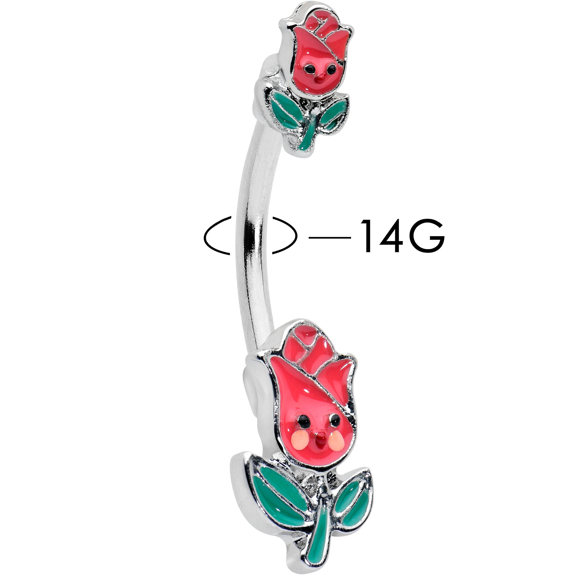 Sweet Happy Rose Flower Double Mount Belly Ring