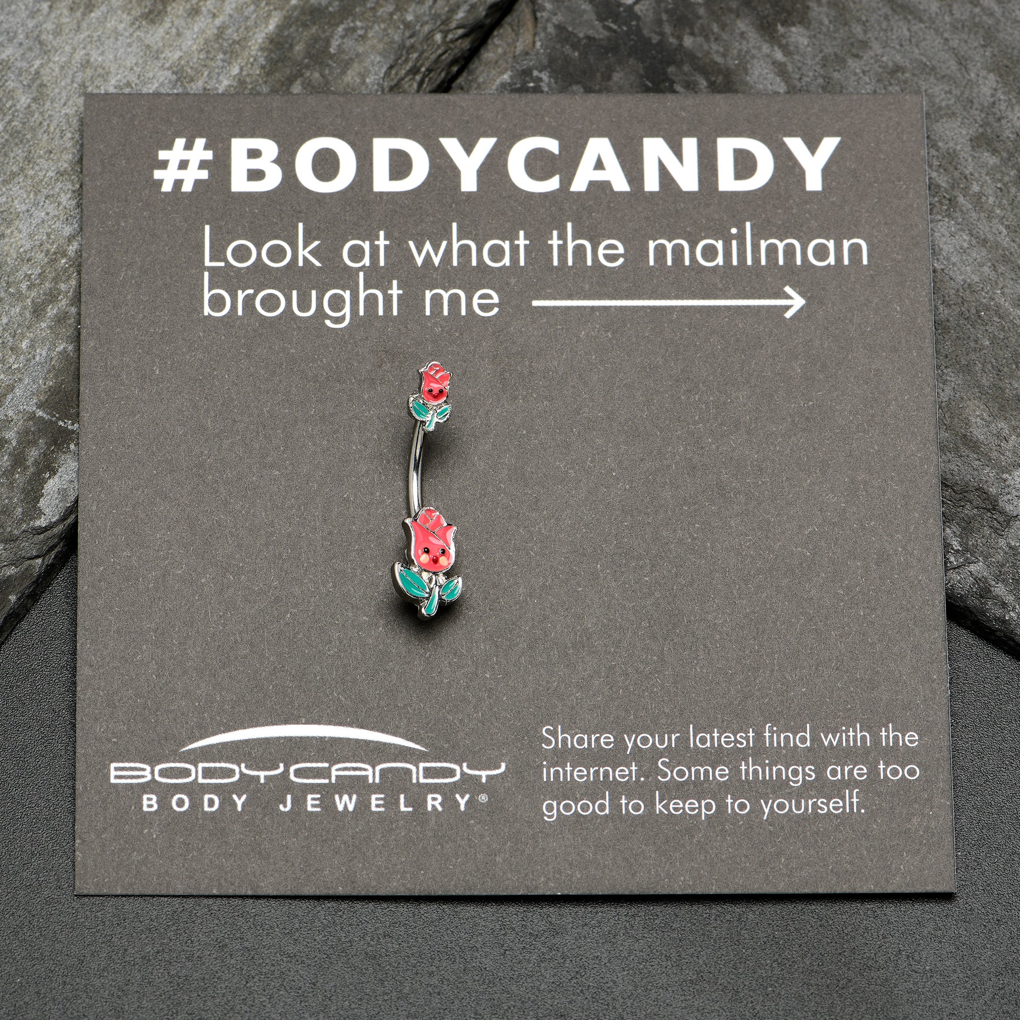 Sweet Happy Rose Flower Double Mount Belly Ring