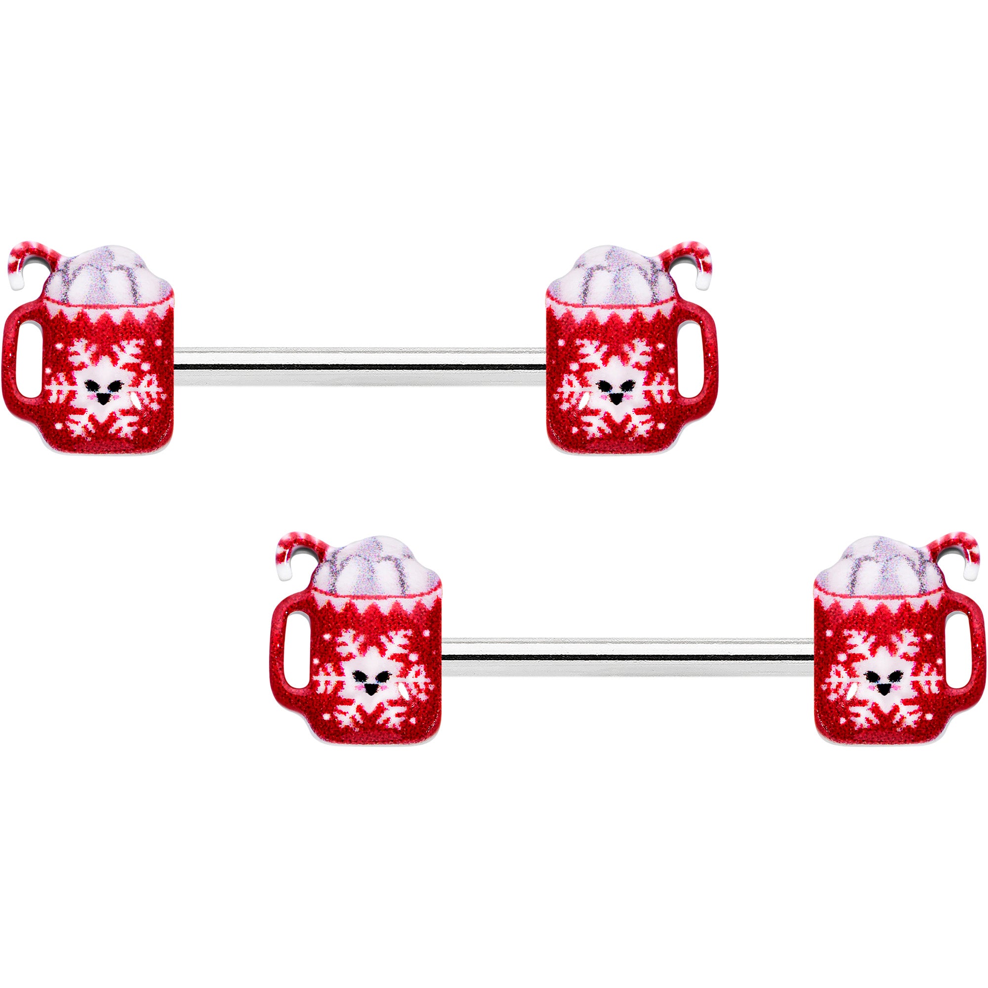 14G 9/16 Sweet Hot Cocoa Holiday Barbell Holiday Nipple Ring Set