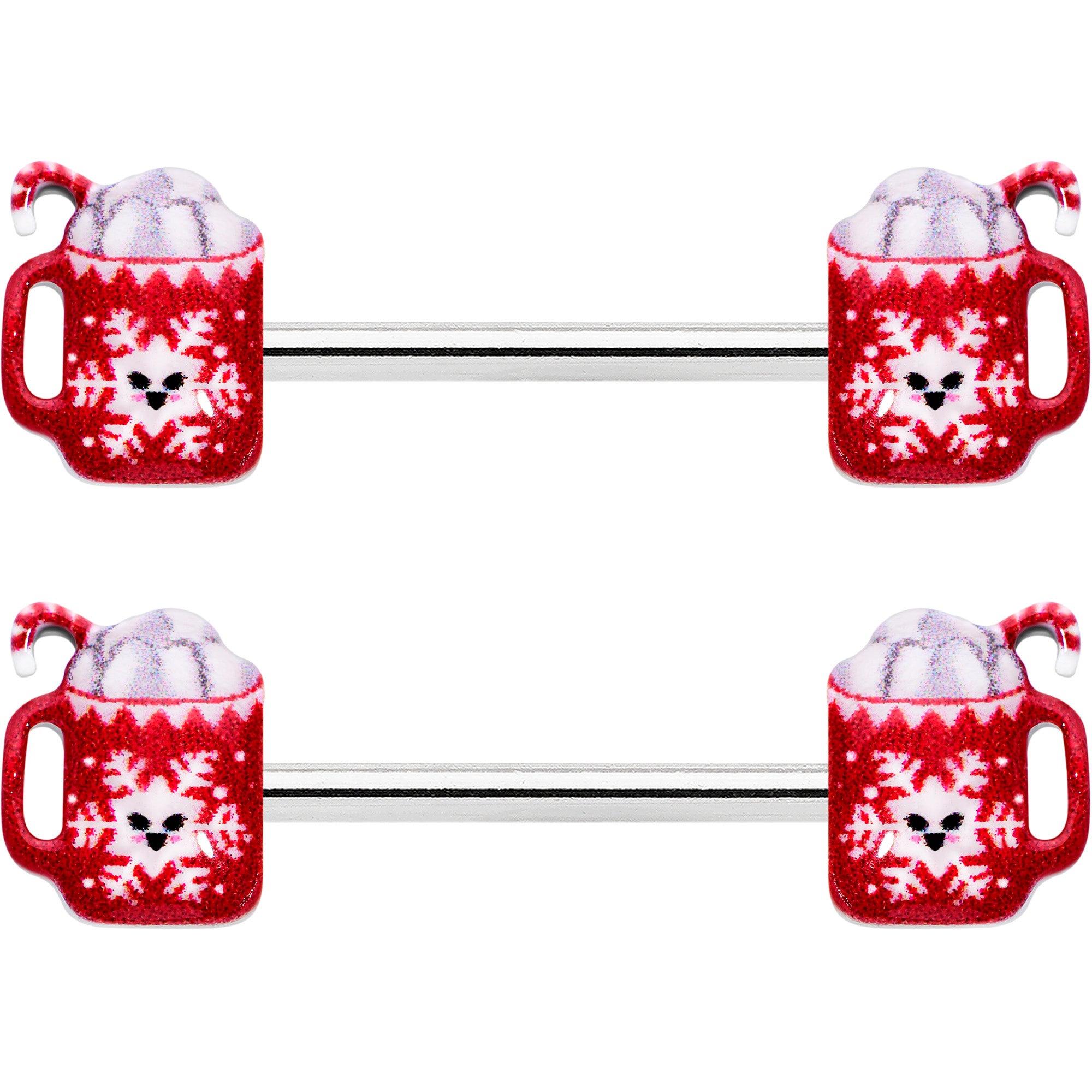 14G 9/16 Sweet Hot Cocoa Holiday Barbell Holiday Nipple Ring Set