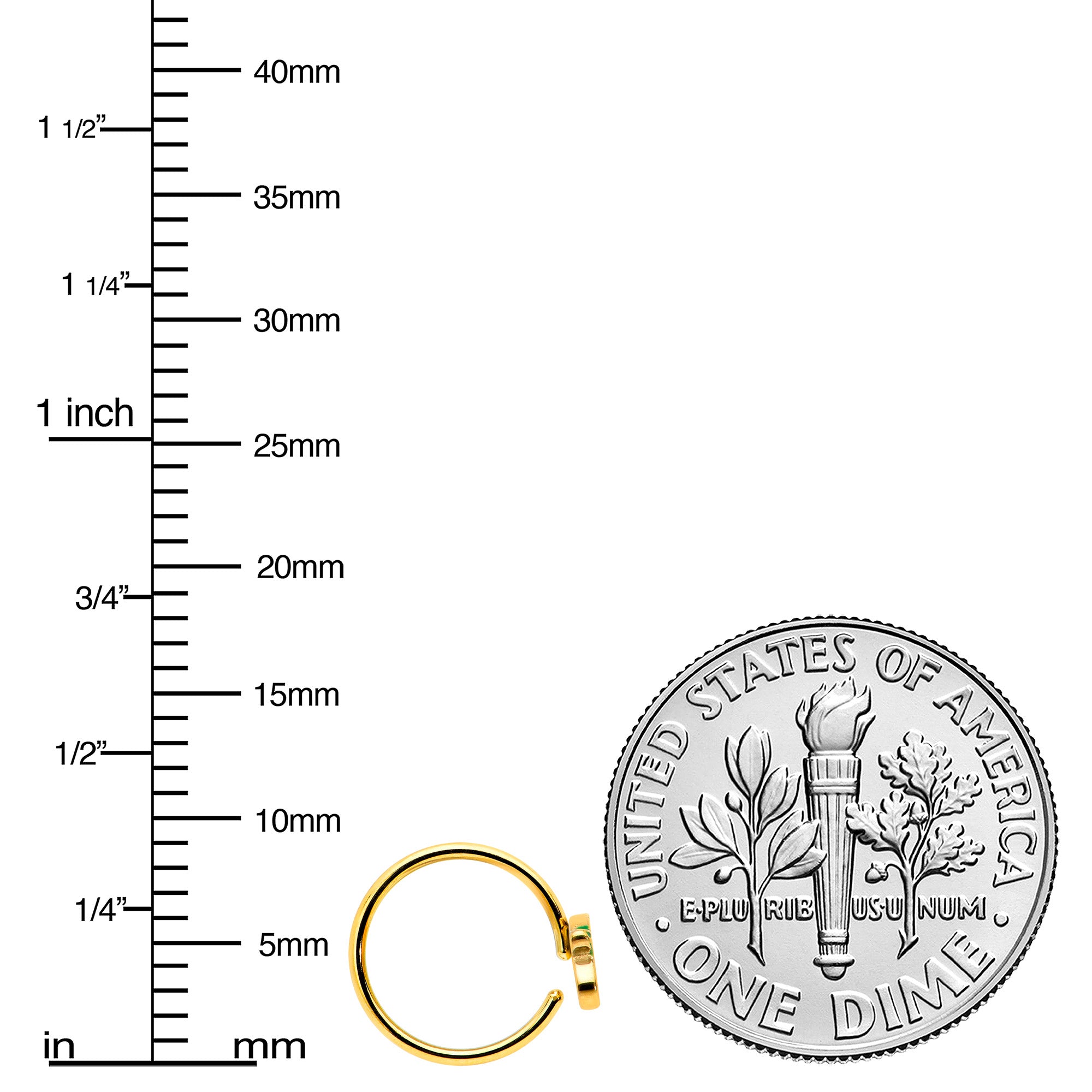 20G 5/16 Gold Tone Merry Christmas Inlaid Nose Hoop