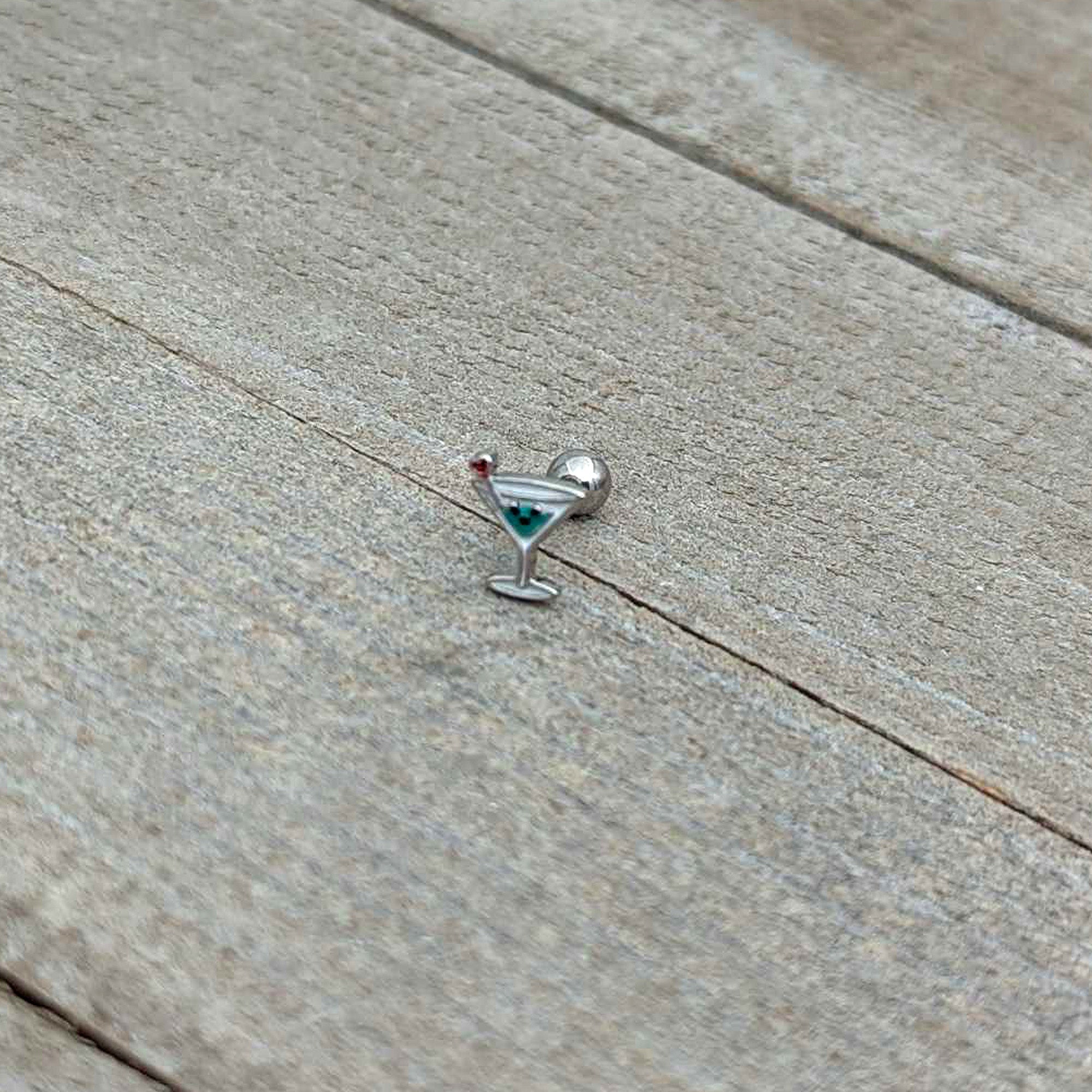 16G 1/4 Sweet Martini Glass Heart Cartilage Tragus Earring