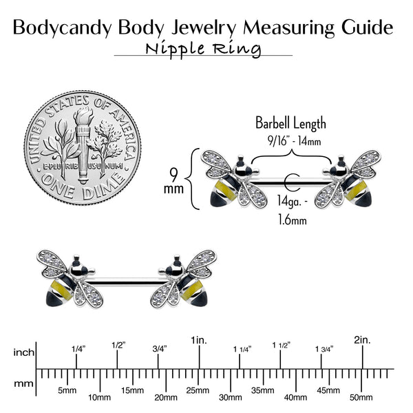 14 Gauge 9/16 Clear CZ Gem Barbell Nipple Ring Set – BodyCandy