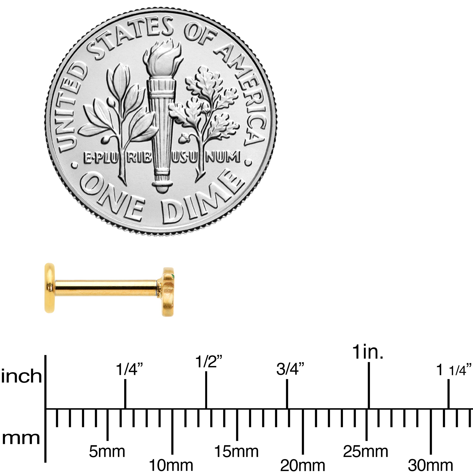16G 5/16 Gold Tone Merry Christmas Inlaid Labret Monroe Tragus