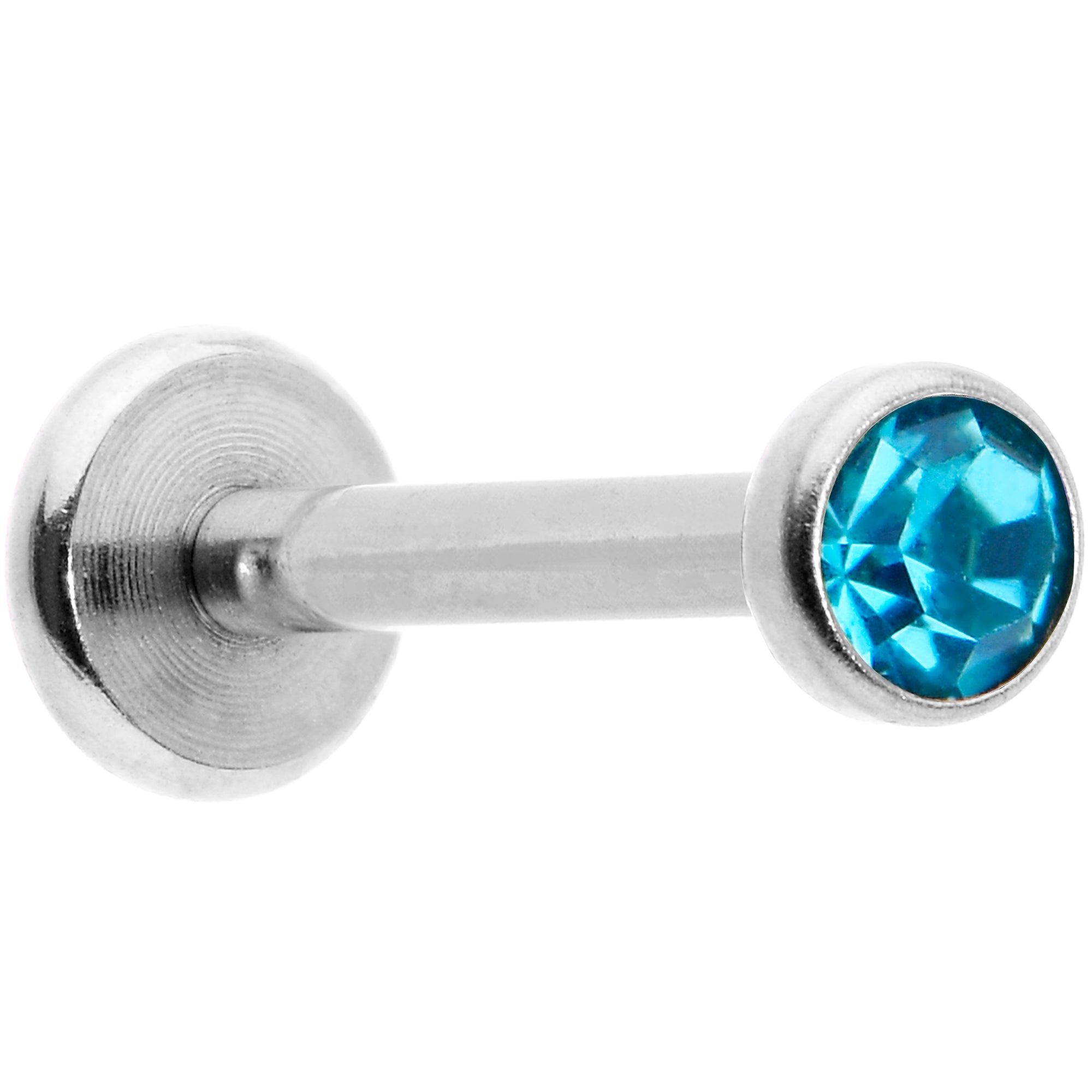 16G 5/16 Blue Gem Threadless Labret Monroe Tragus