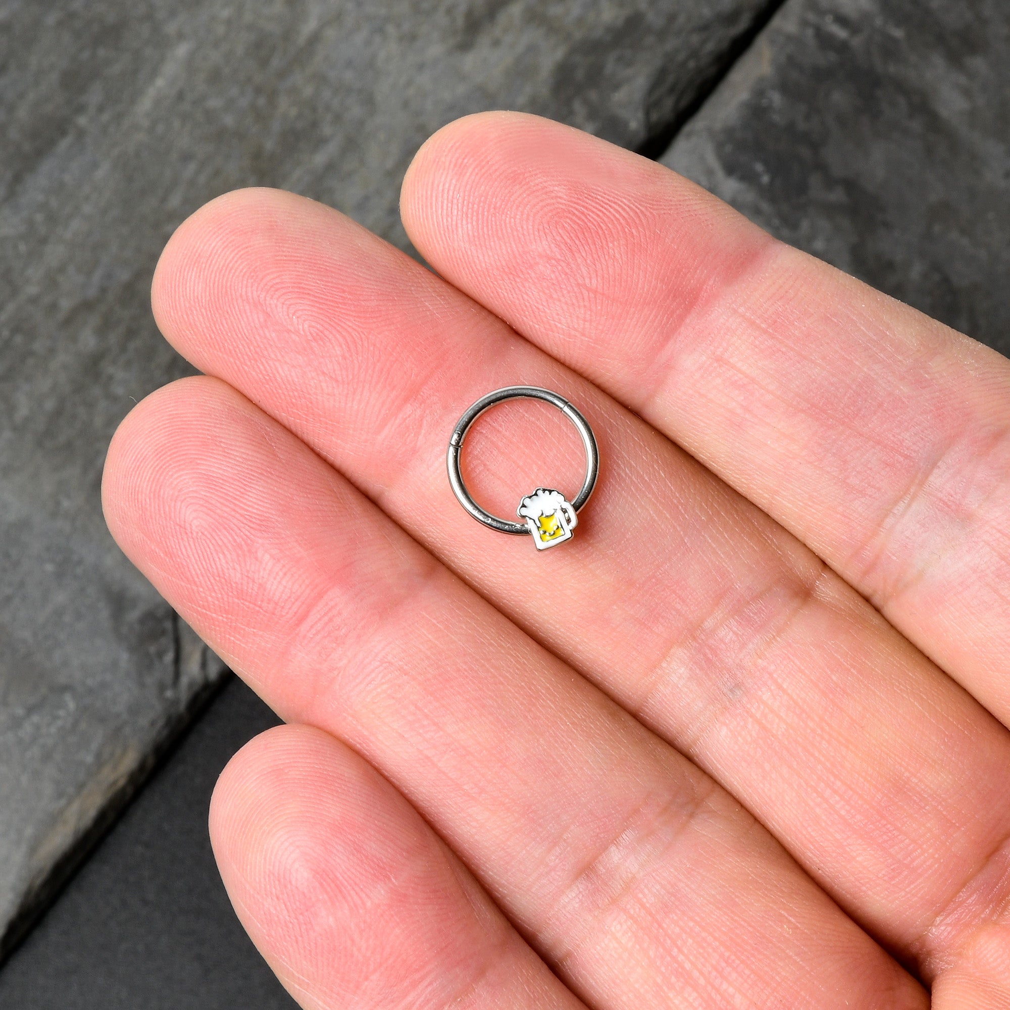 16G 3/8 Sweet Happy Beer St Patricks Hinged Segment Ring