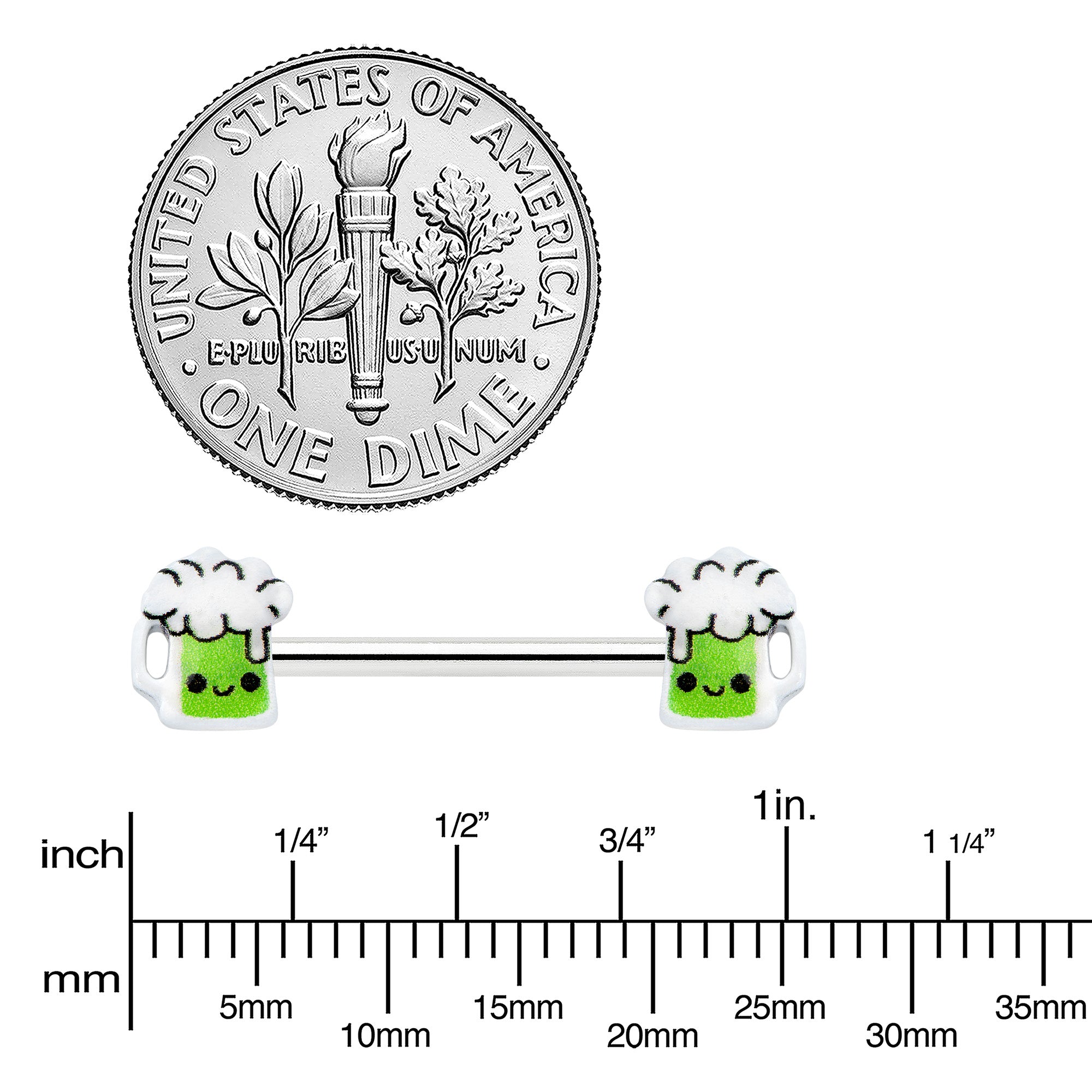 14G 9/16 Sweet Happy Green Beer St Patricks Day Nipple Ring Set