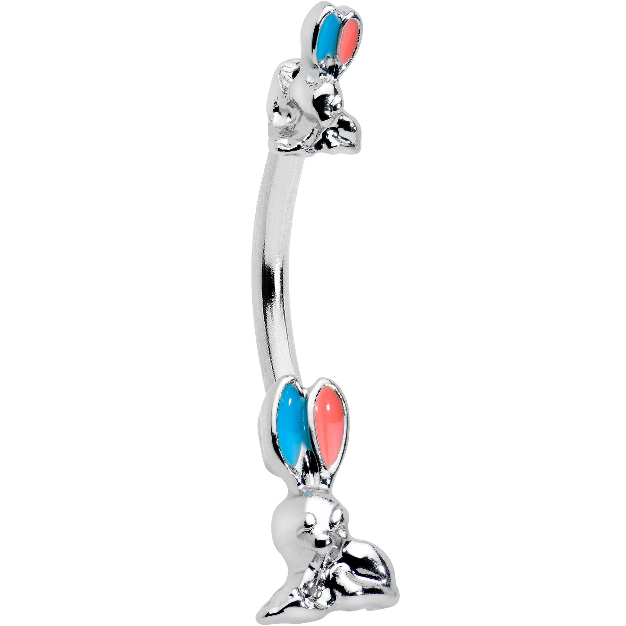 Easter Bunny Red Blue Ears Double Mount Belly Ring