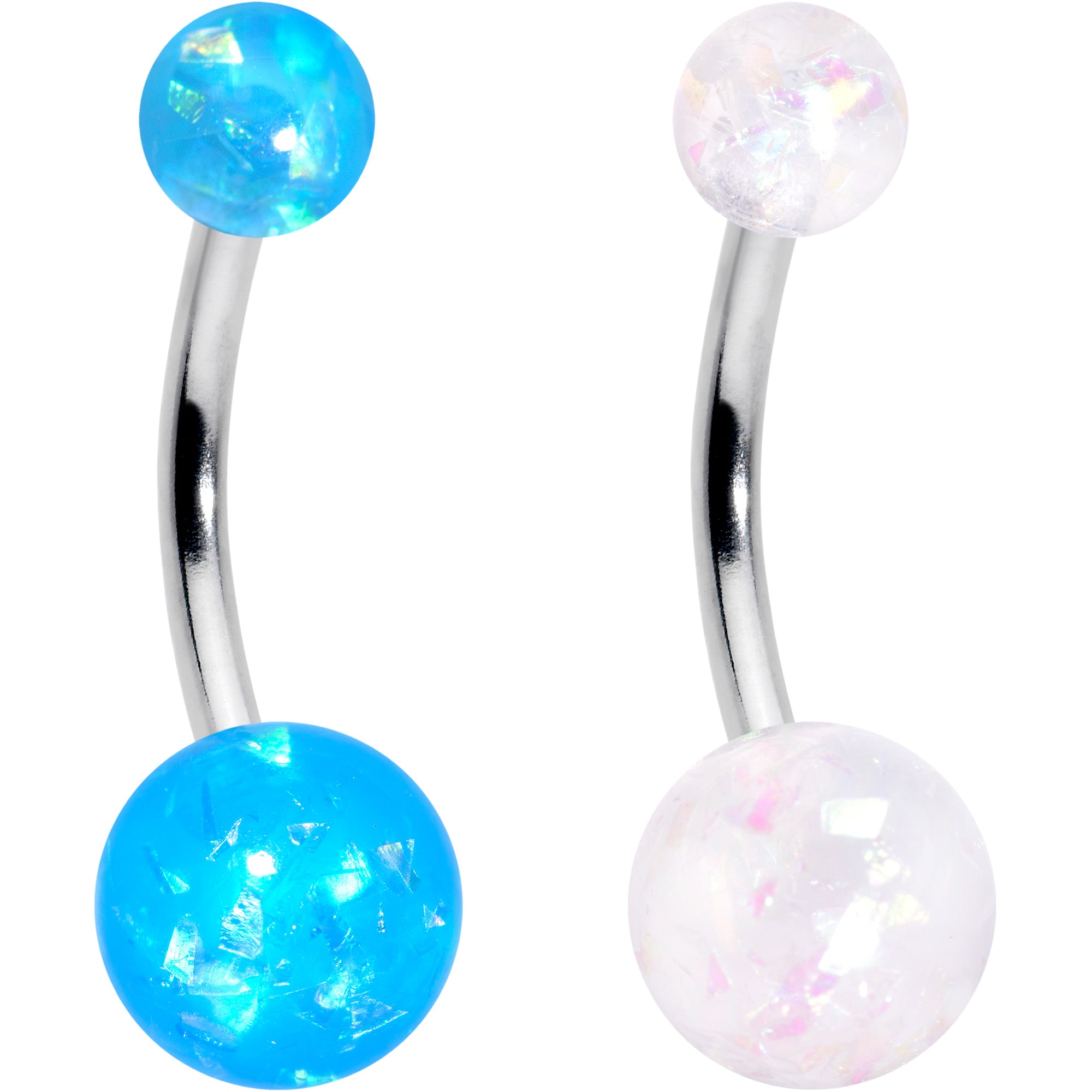 White Pink Purple Faux Opal Pack Belly Ring Set of 4