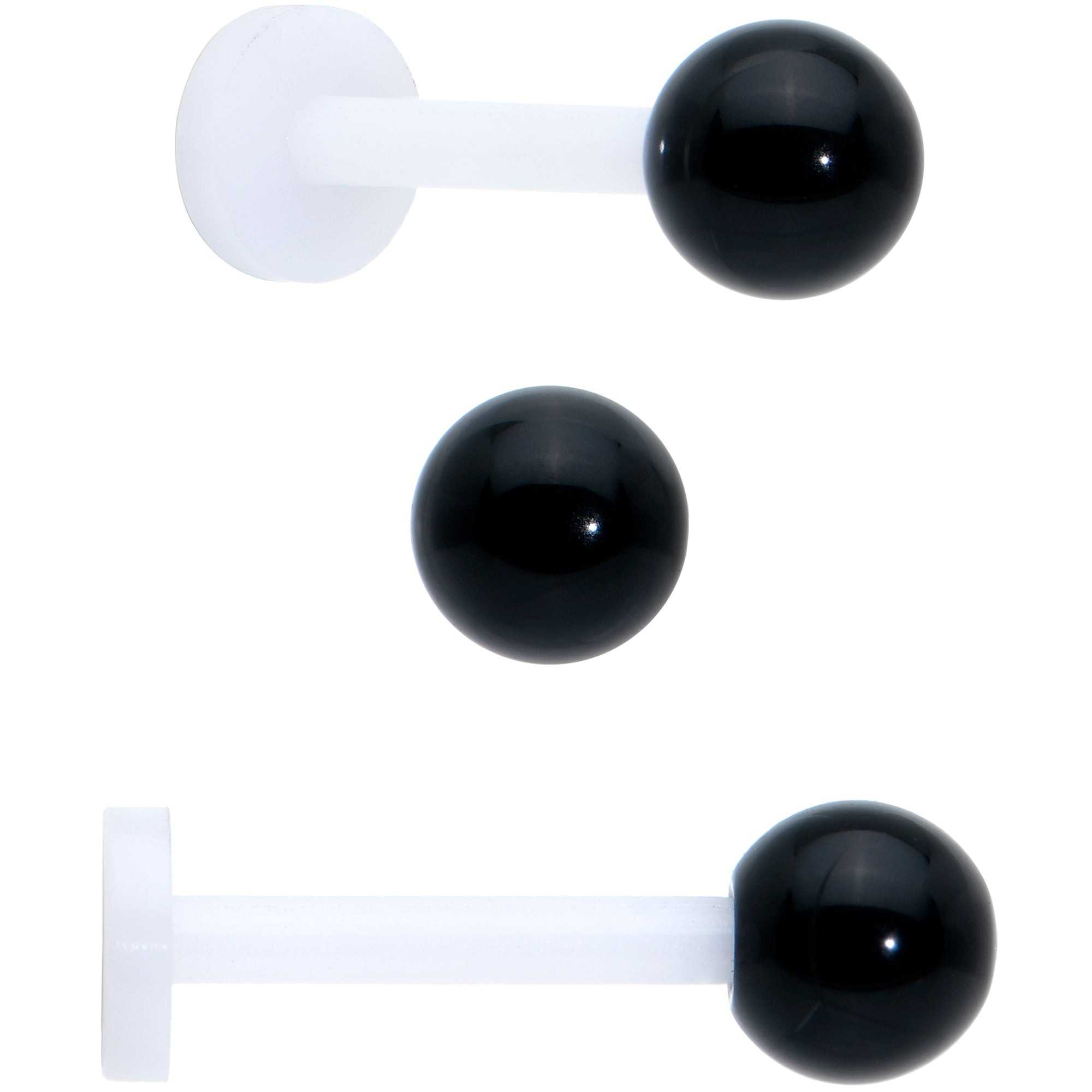 16G 5/16 Red CZ Gem Black Skull Passion Heart Labret Tragus Curation Set of 3