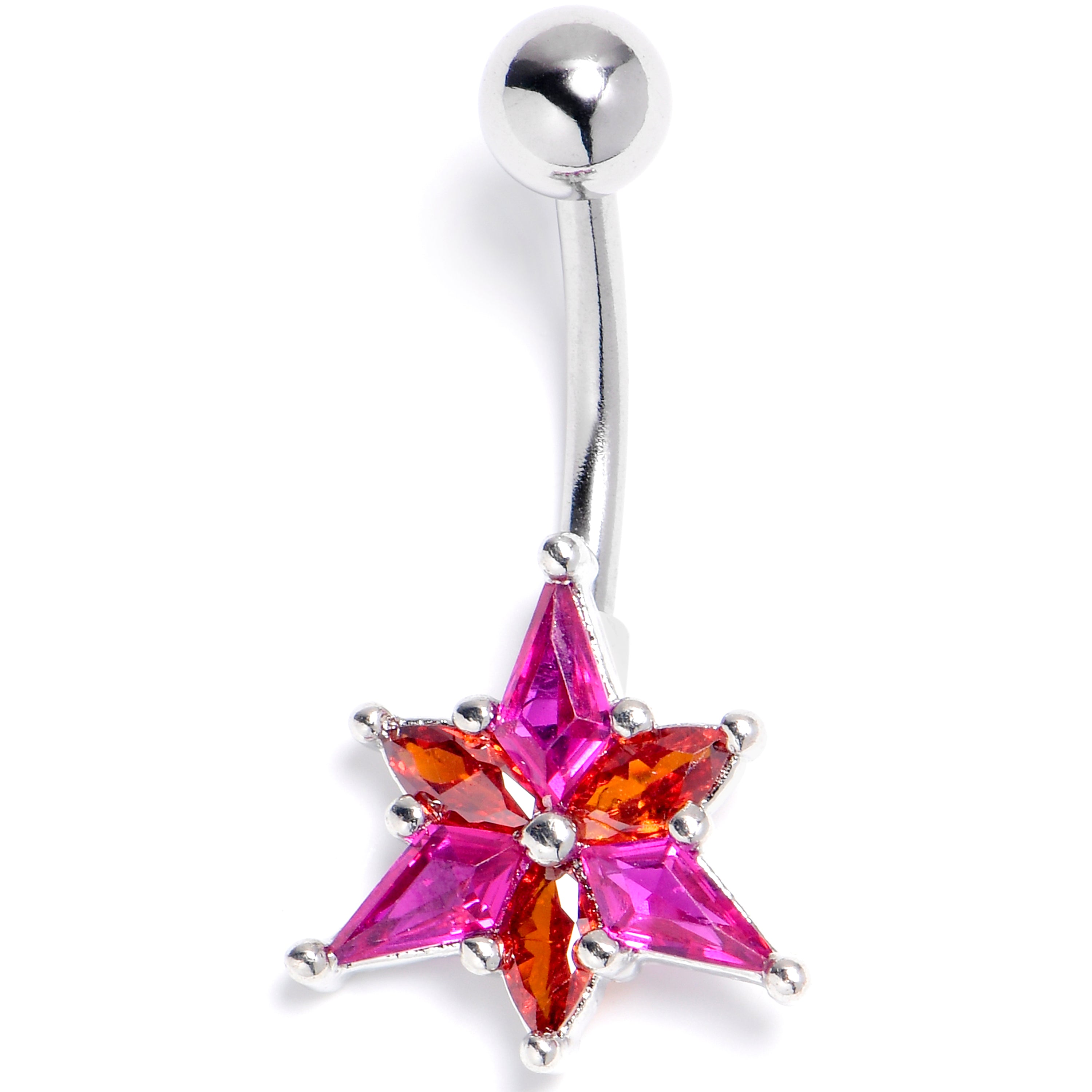 Orange Pink Gem Abstract Fire Belly Ring