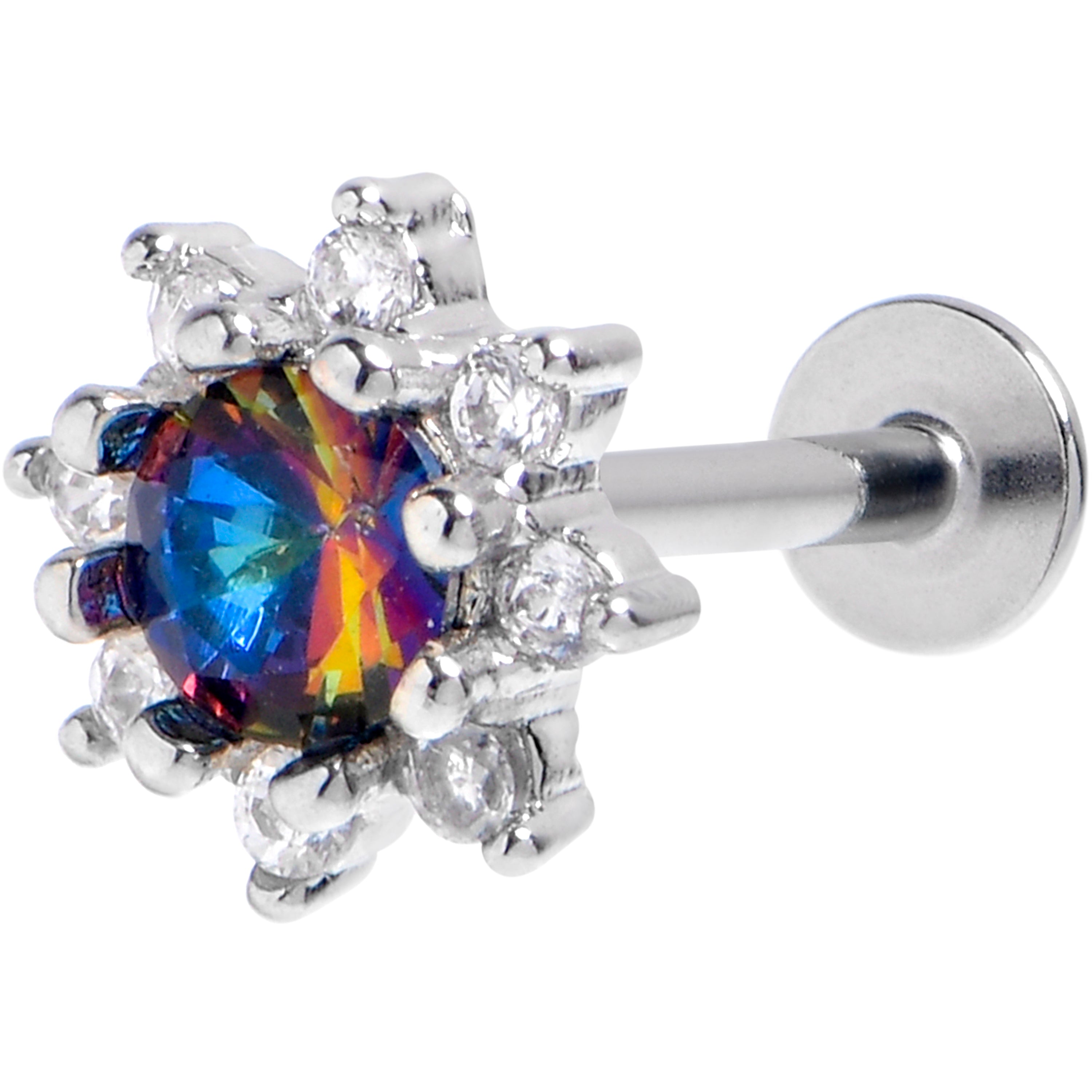 16 Gauge 5/16 Vitrail Clear Gem Baroque Sun Labret Monroe Tragus
