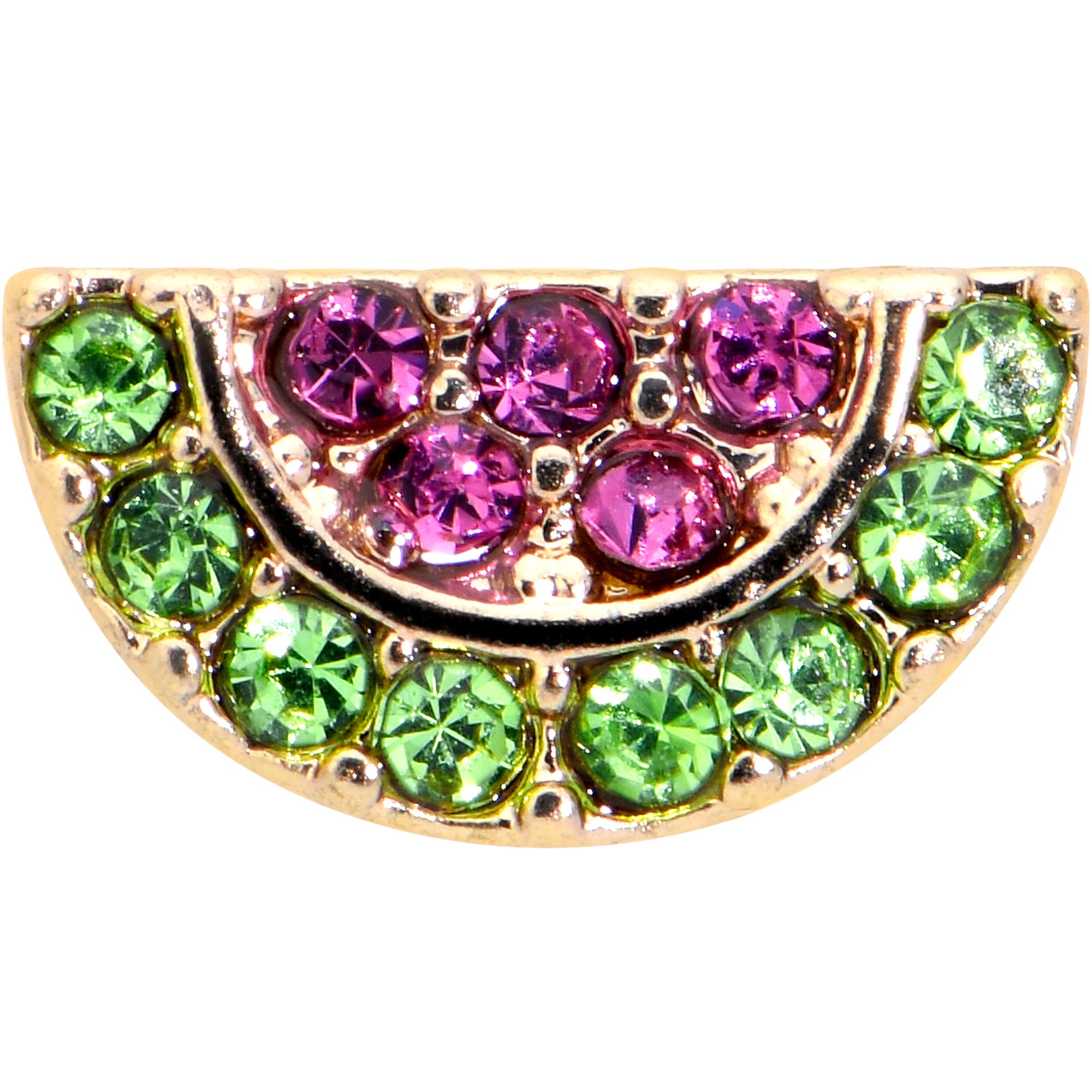 16G 5/16 Pink Green Gem Gold Tone Watermelon Labret Monroe Tragus