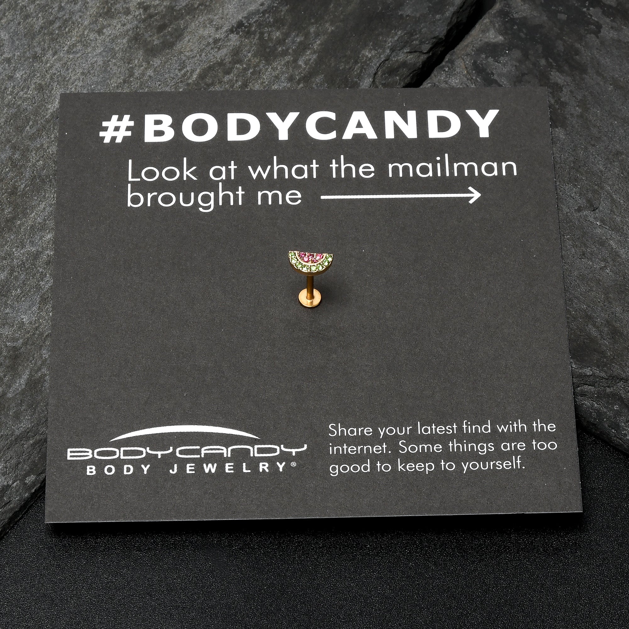 16G 5/16 Pink Green Gem Gold Tone Watermelon Labret Monroe Tragus