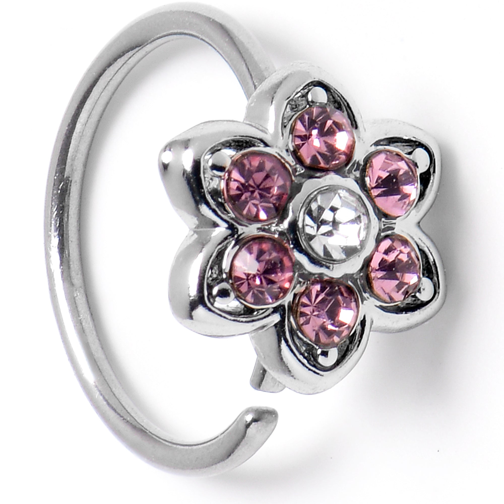 20G 5/16 Pink Radiant Blossom Flower Nose Hoop