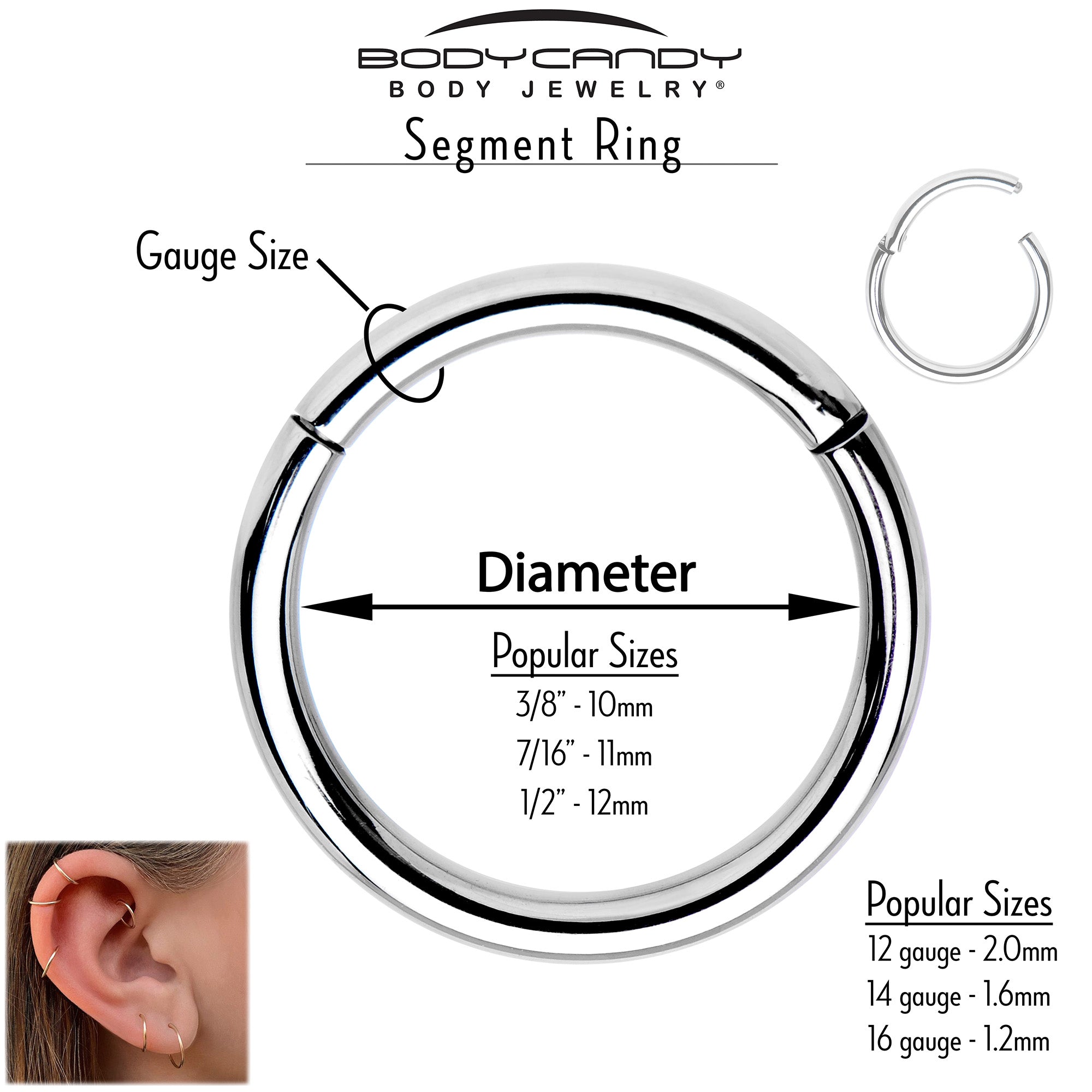 16G 3/8 Yellow Gem Daisy Bee Glitter Dangle Hinged Segment Ring