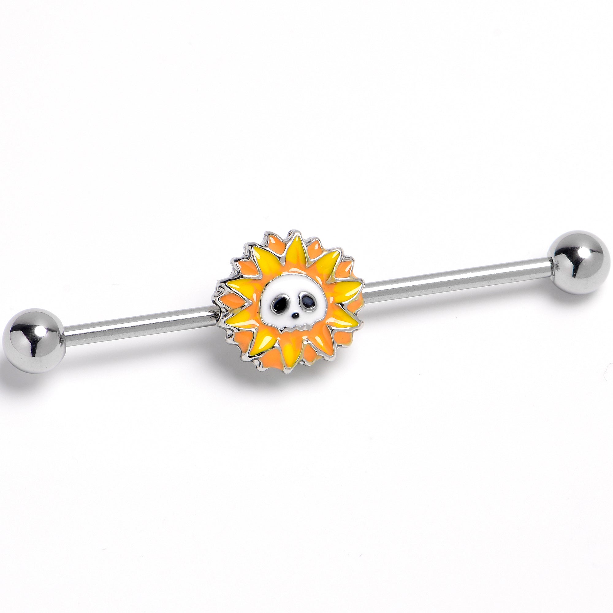 14G Sunflower Skull Industrial Barbell 38mm