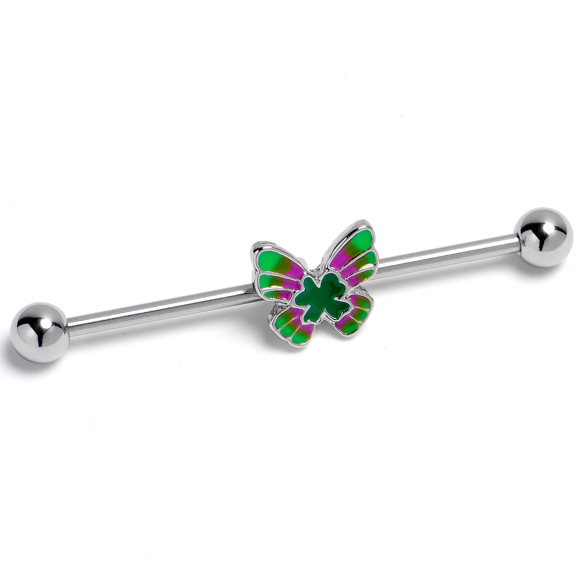 14G Vibrant Grace Butterfly Industrial Barbell 38mm