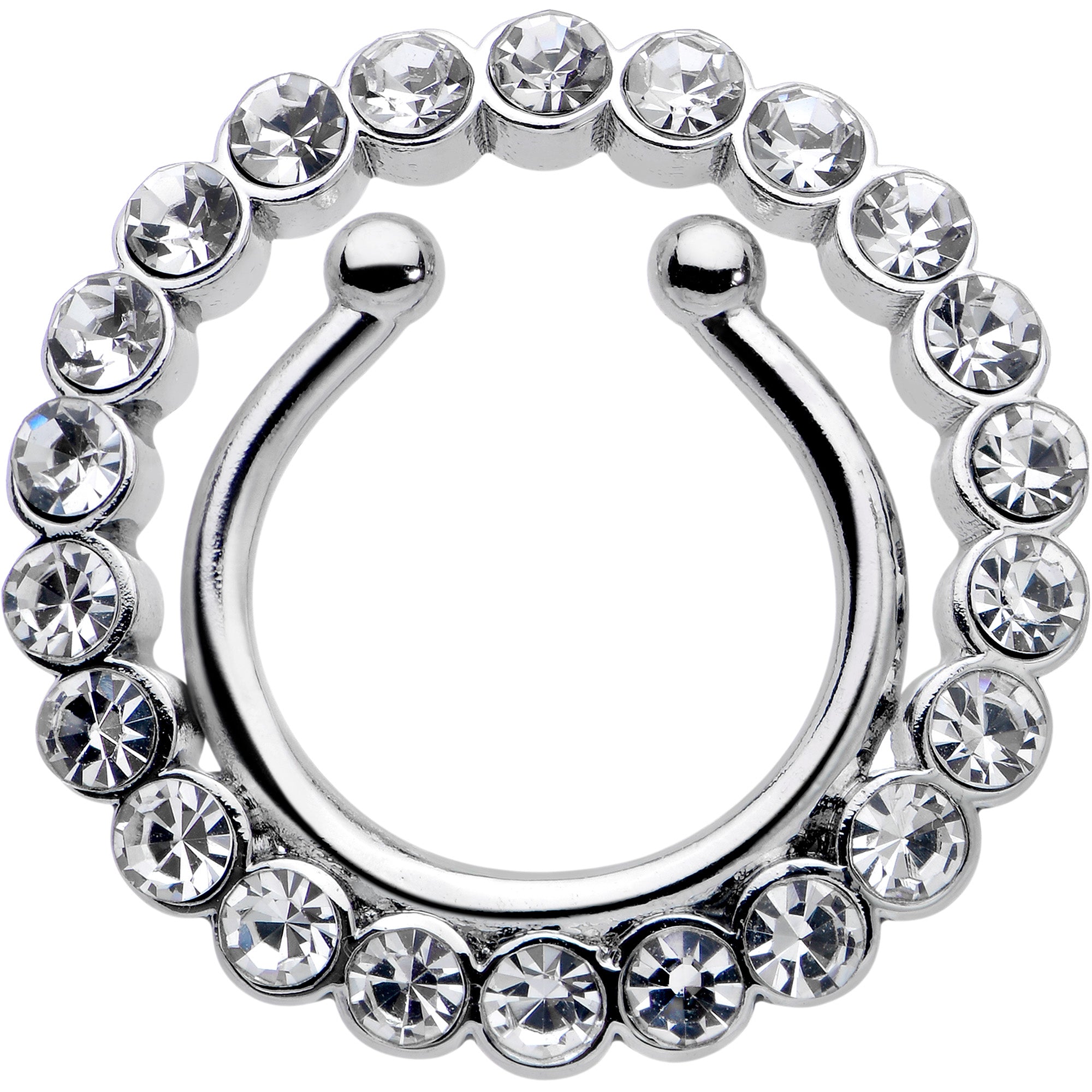 Clear Gem Circle Clip On Fake Nipple Ring Set