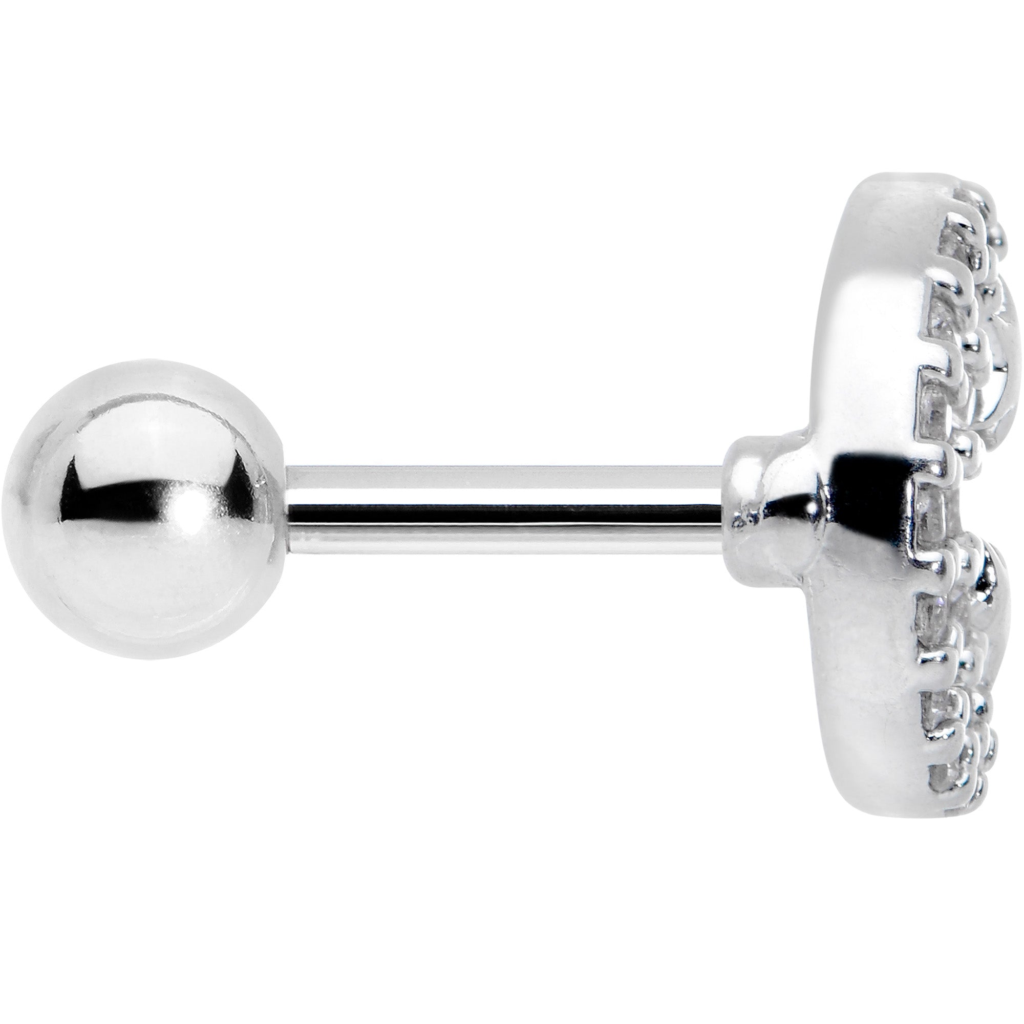 16G 1/4 Clear CZ Gem Starry Crescent Moon Cartilage Tragus Earring