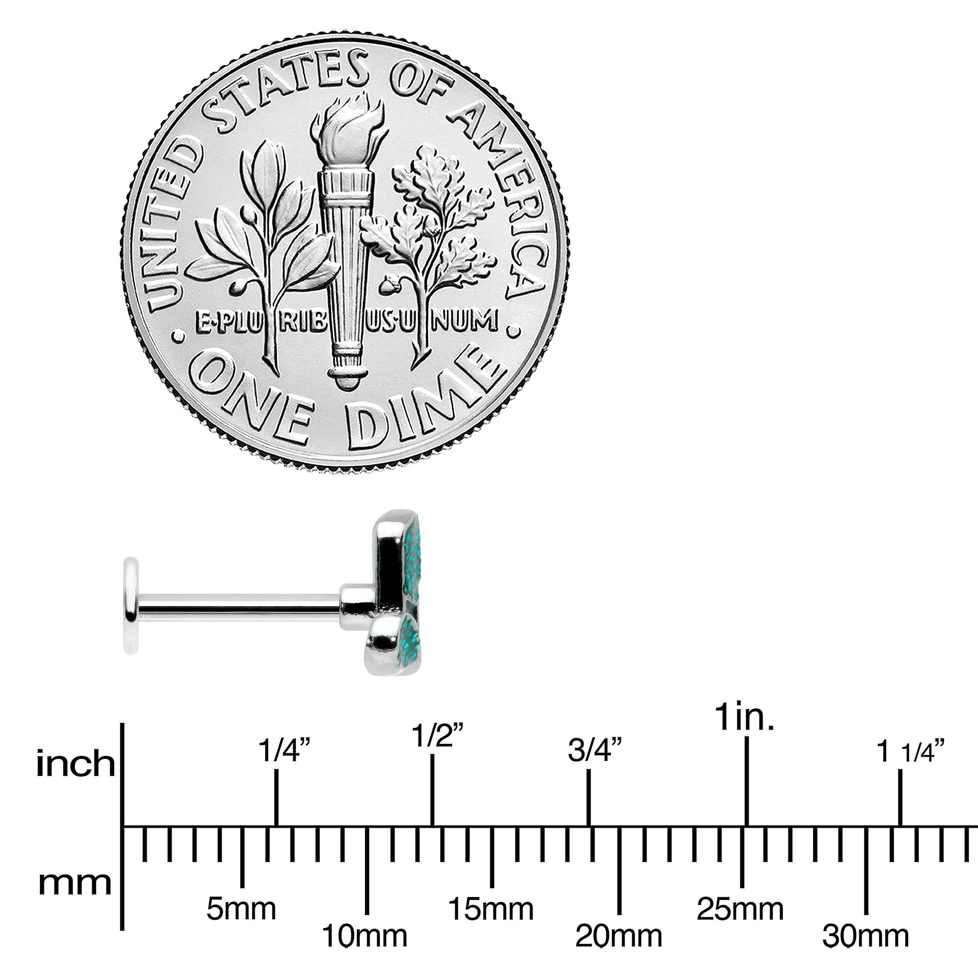 16G 5/16 Glitter Top Hat Shamrock St Patricks Labret Monroe Tragus