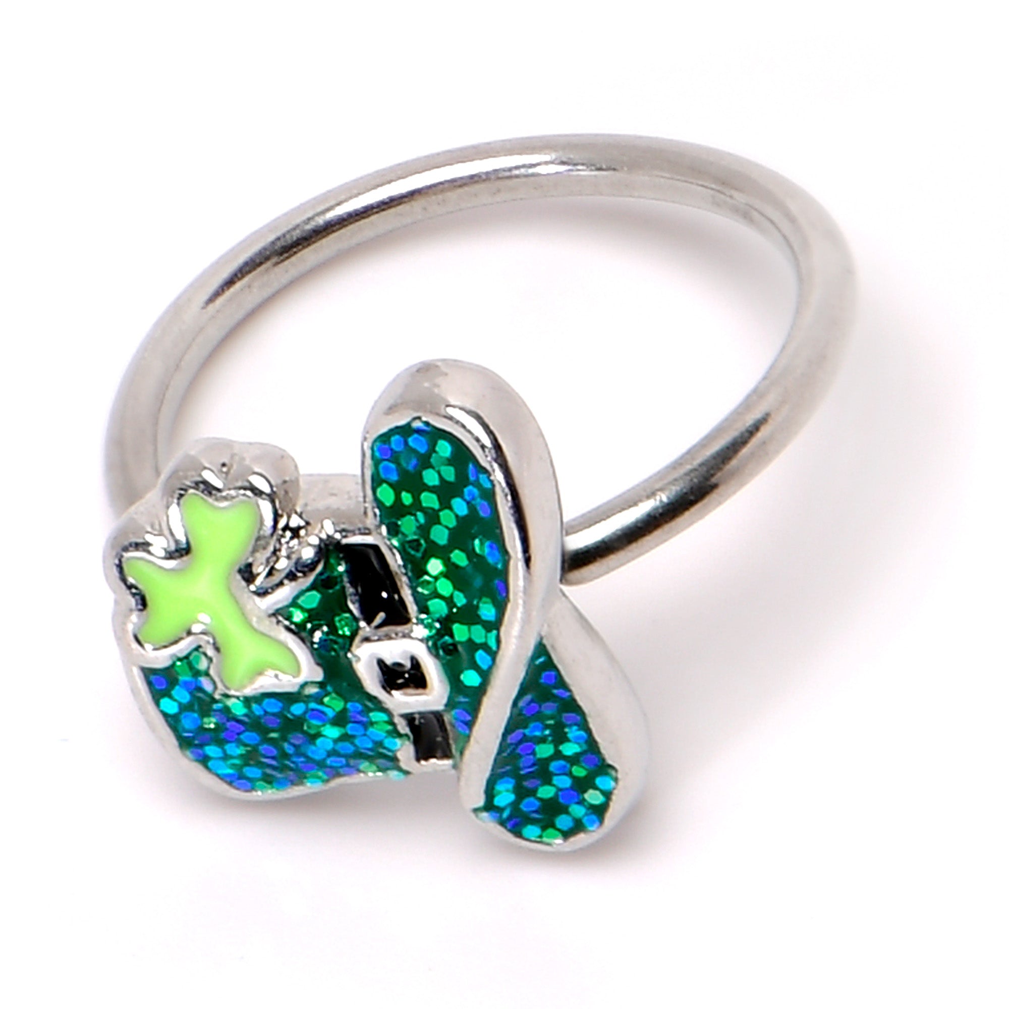 20G 5/16 Glitter Top Hat Shamrock St Patricks Nose Hoop