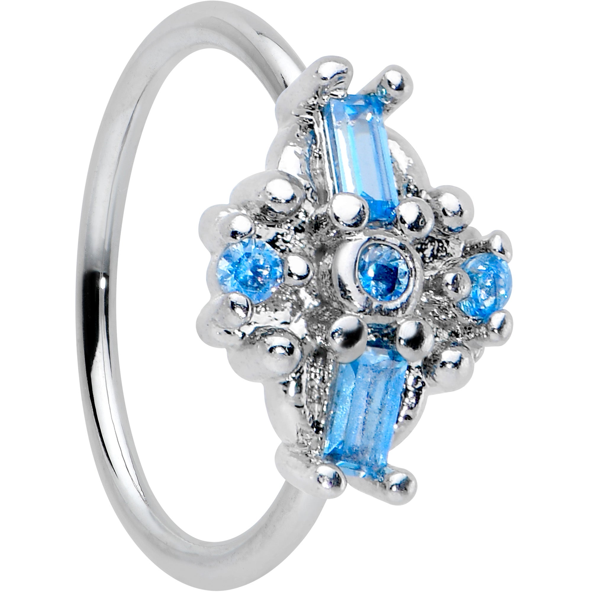 20G 5/16 Blue Gem Opulent Cross Nose Hoop