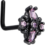 20 Gauge 7mm Pink Gem Black Opulent Cross L Shape Nose Ring
