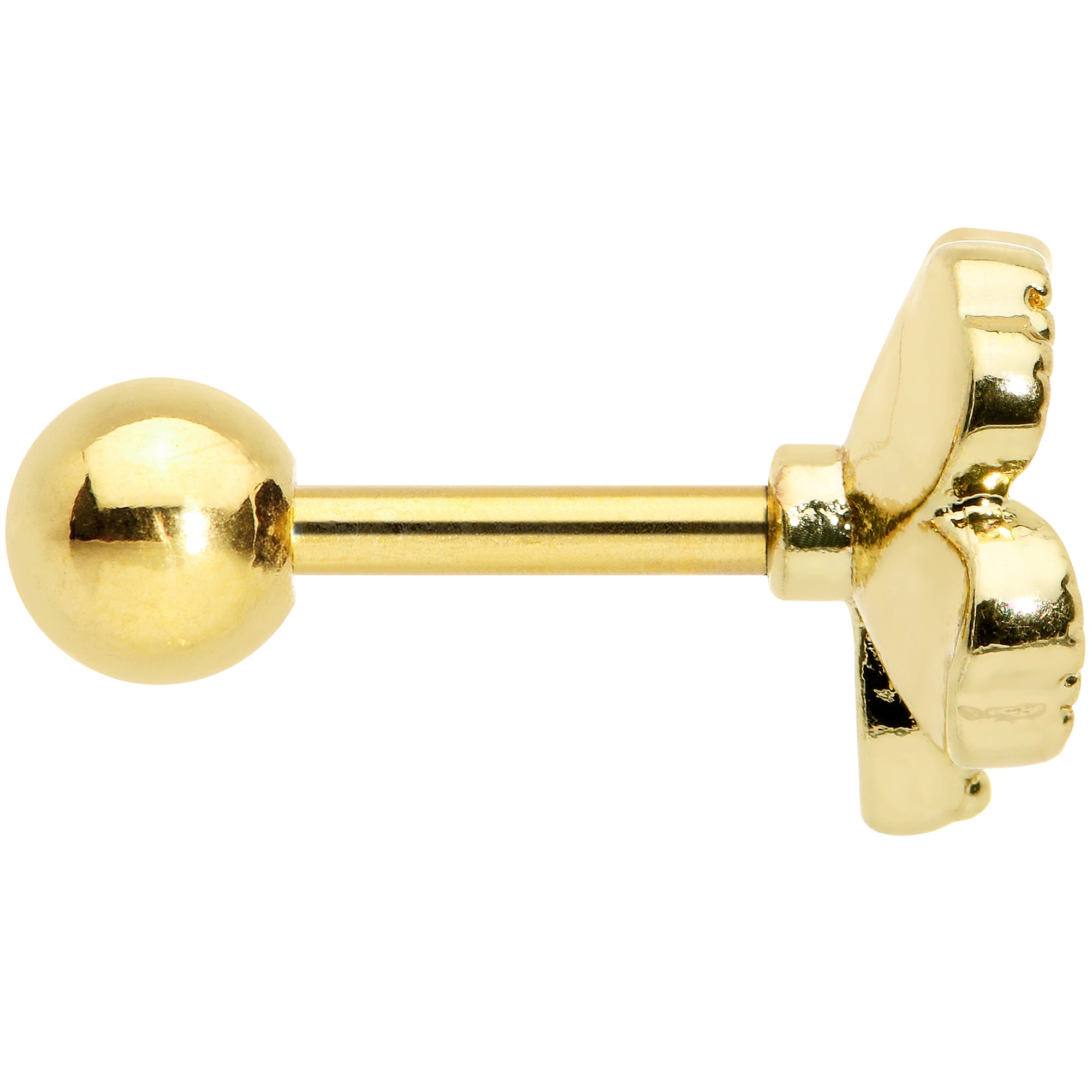 16G 1/4 Clear Gem Gold Hue Lucky Shamrock Cartilage Tragus Earring