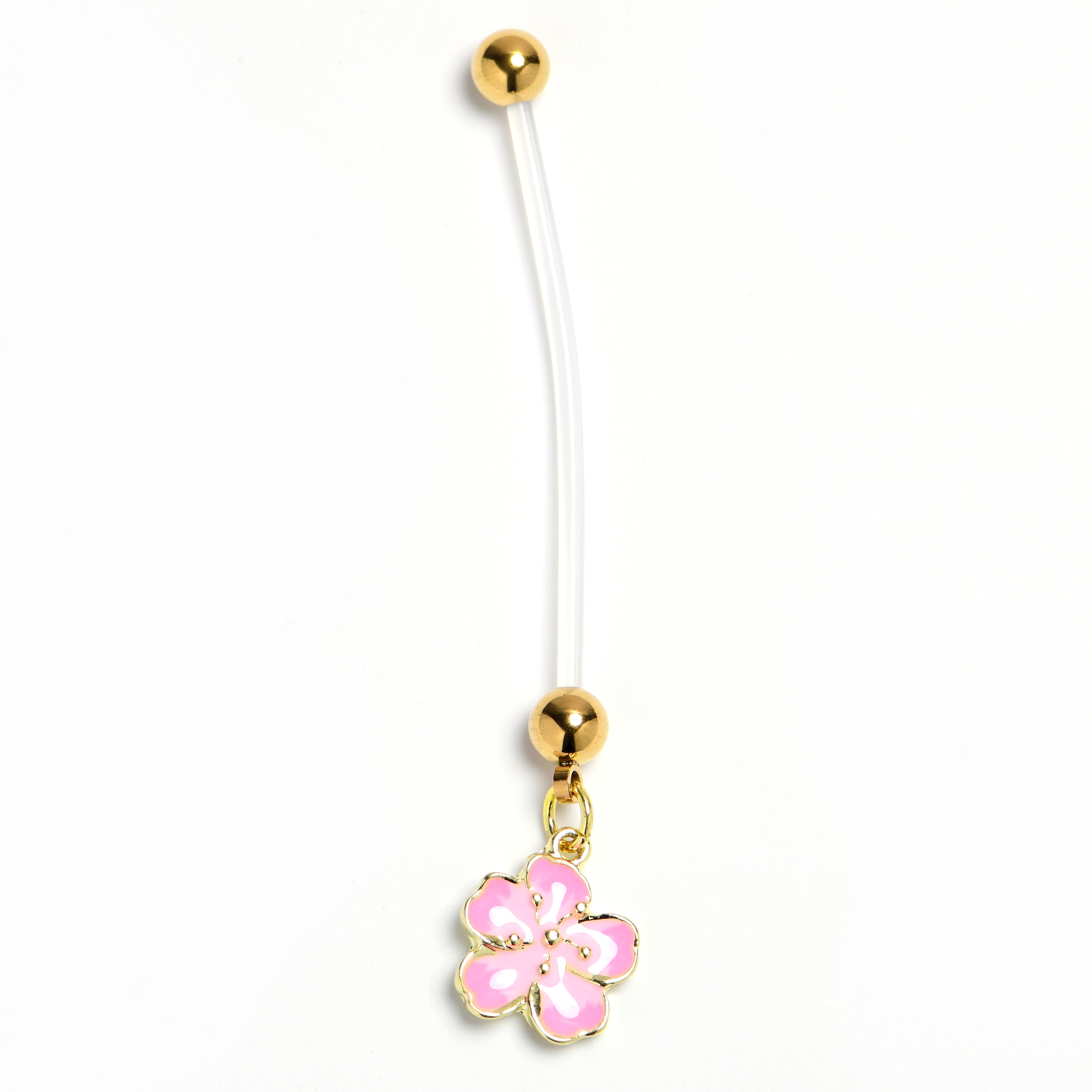 Flower Pink Blossom PTFE Pregnancy Belly Ring