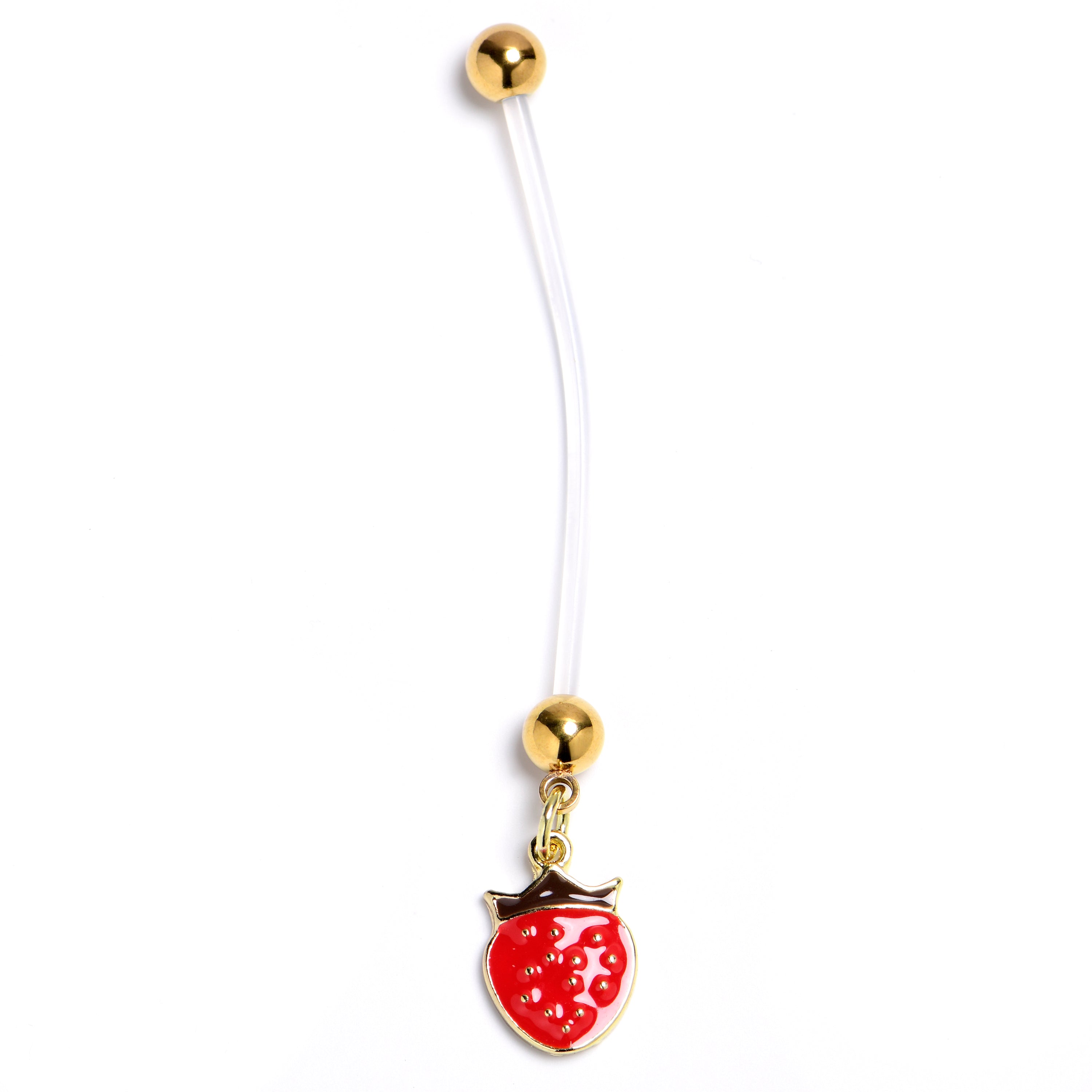 Strawberry Red Dangle PTFE Pregnancy Belly Ring