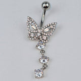 Clear Gem Dramatic Butterfly Dangle Belly Ring