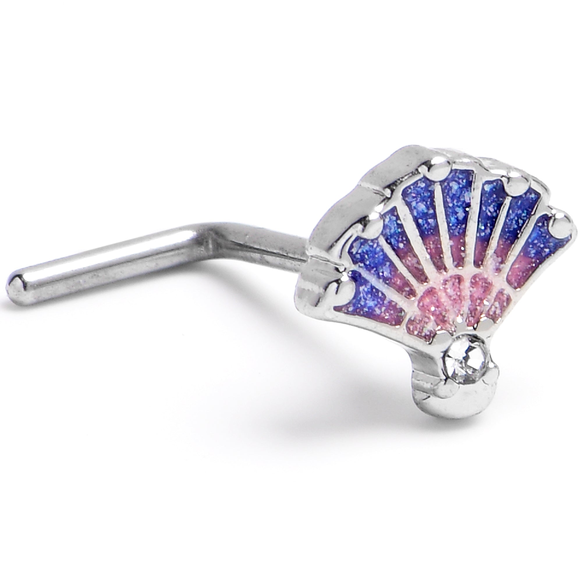 20G 7mm Mesmerizing Ocean Magic Sea Shells L-Shape Nose Ring