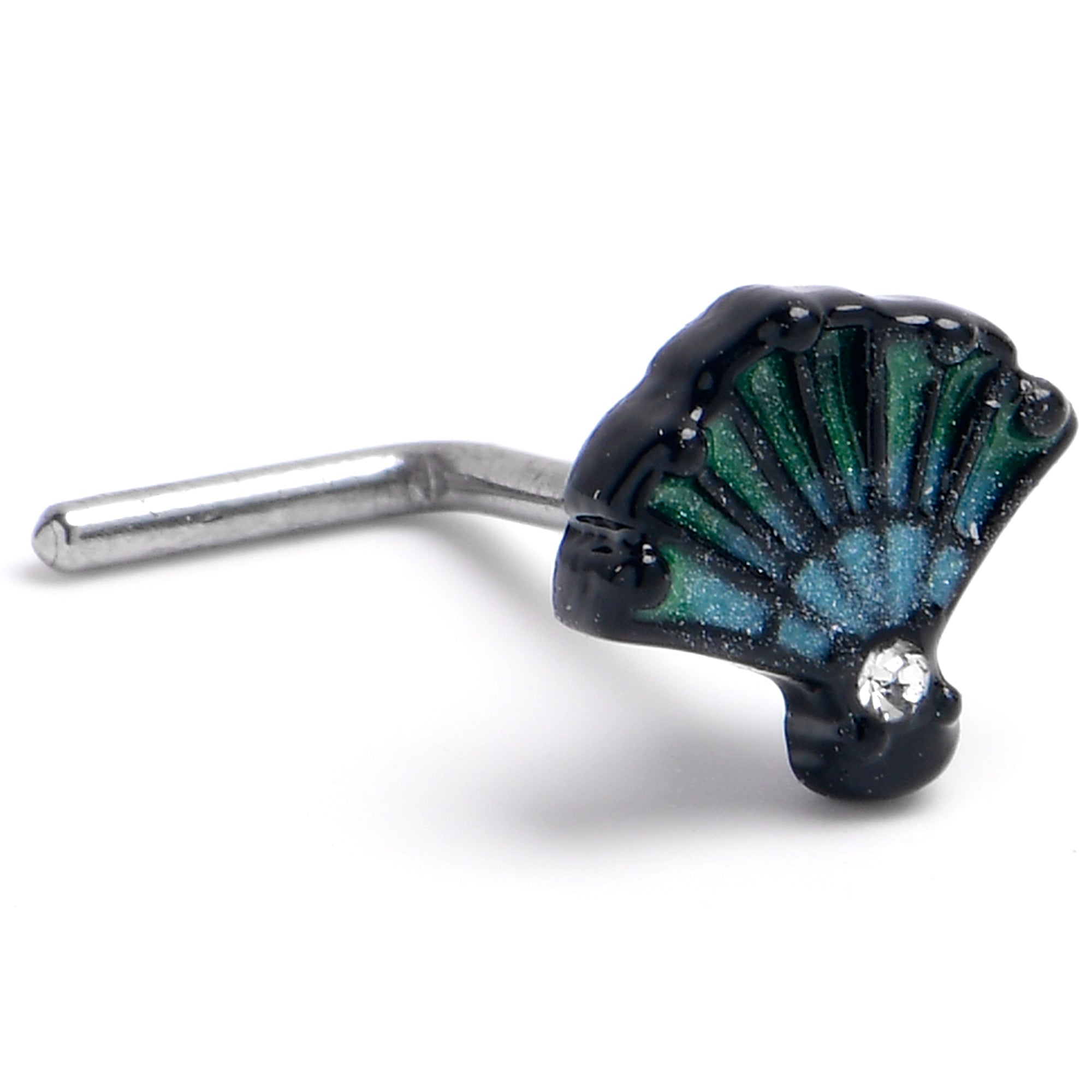 20G 7mm Serenity Ocean Magic Sea Shells L-Shape Nose Ring