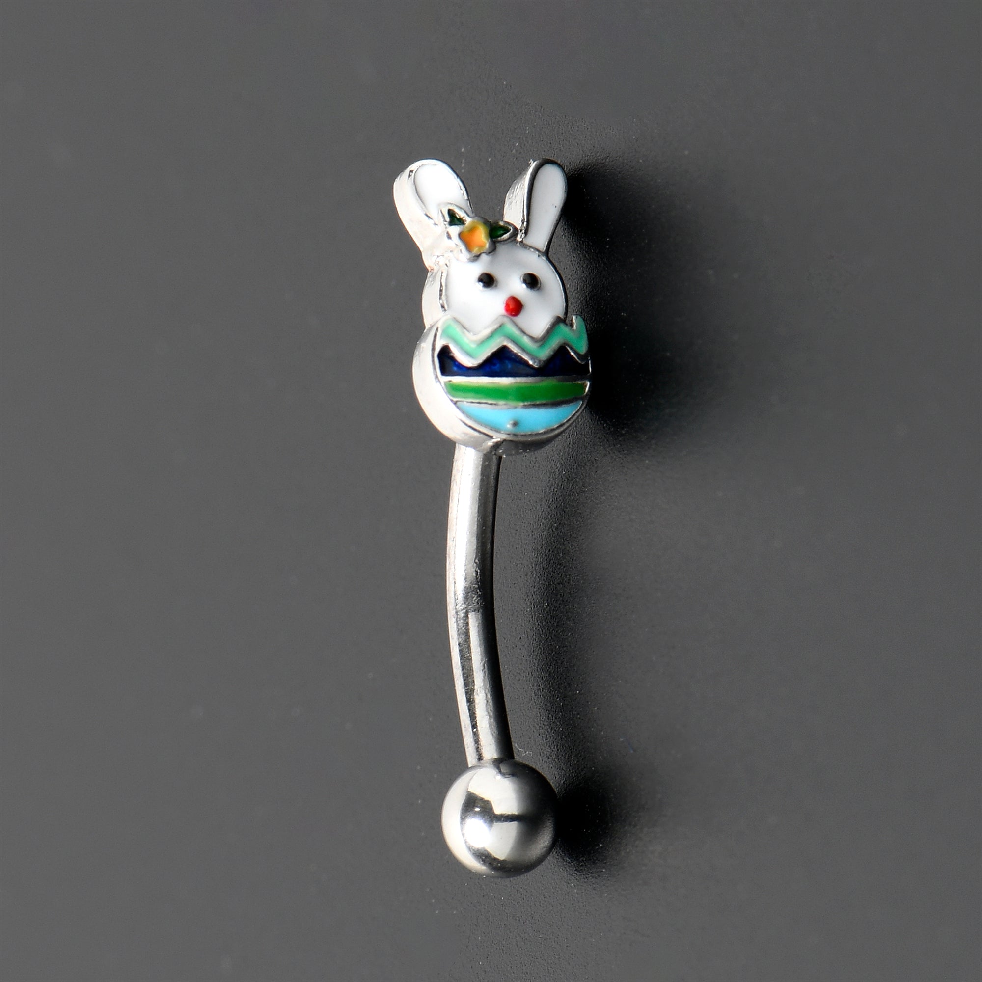 16G 5/16 Easter Egg Bunny Curved Eyebrow Ring