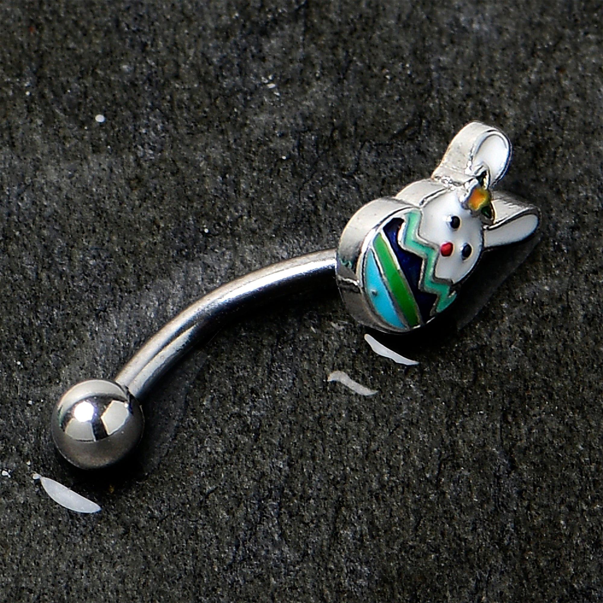 16G 5/16 Easter Egg Bunny Curved Eyebrow Ring